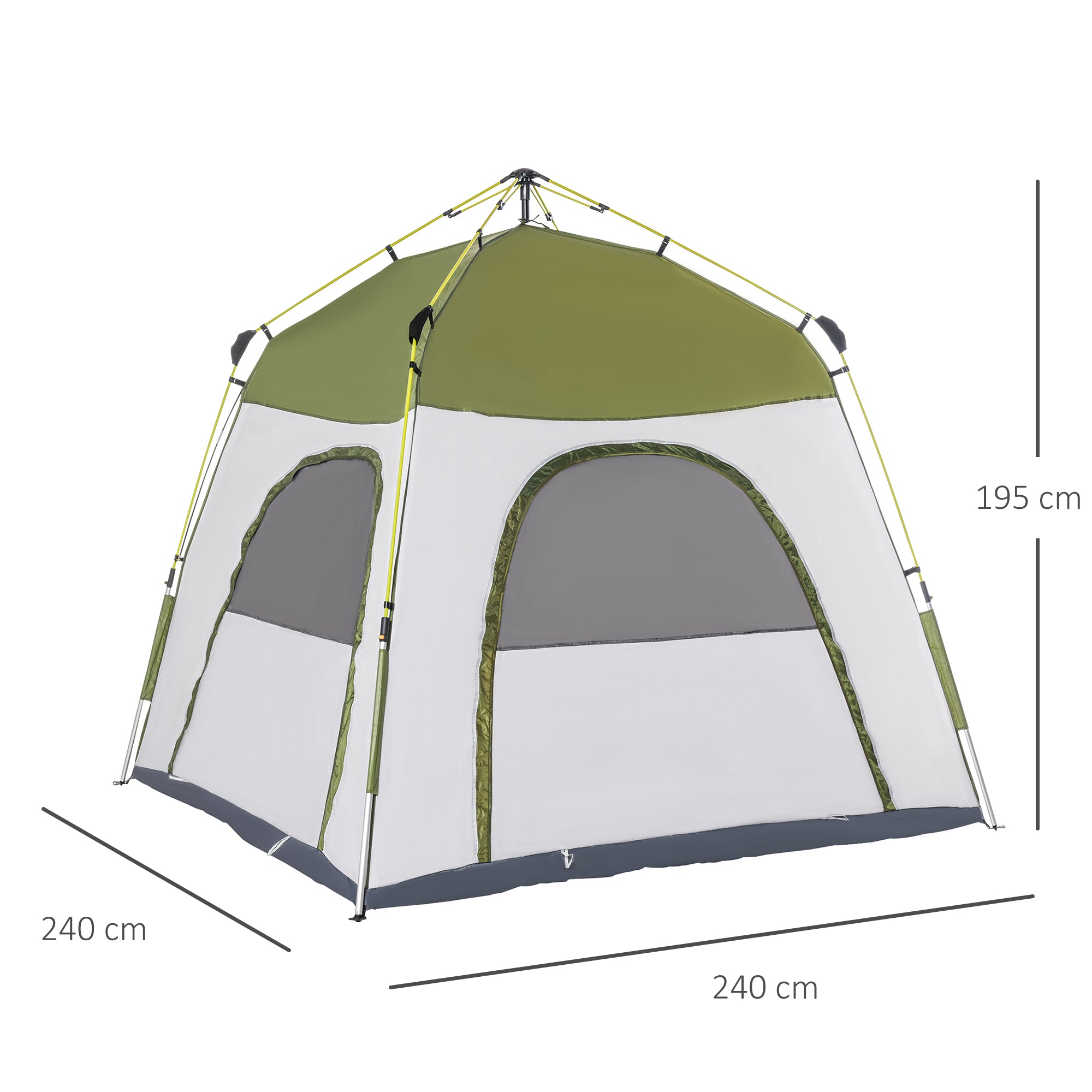 Outsunny 4 Person Automatic Camping Tent, Outdoor Pop Up Tent, Portable Backpacking Dome Shelter, Green