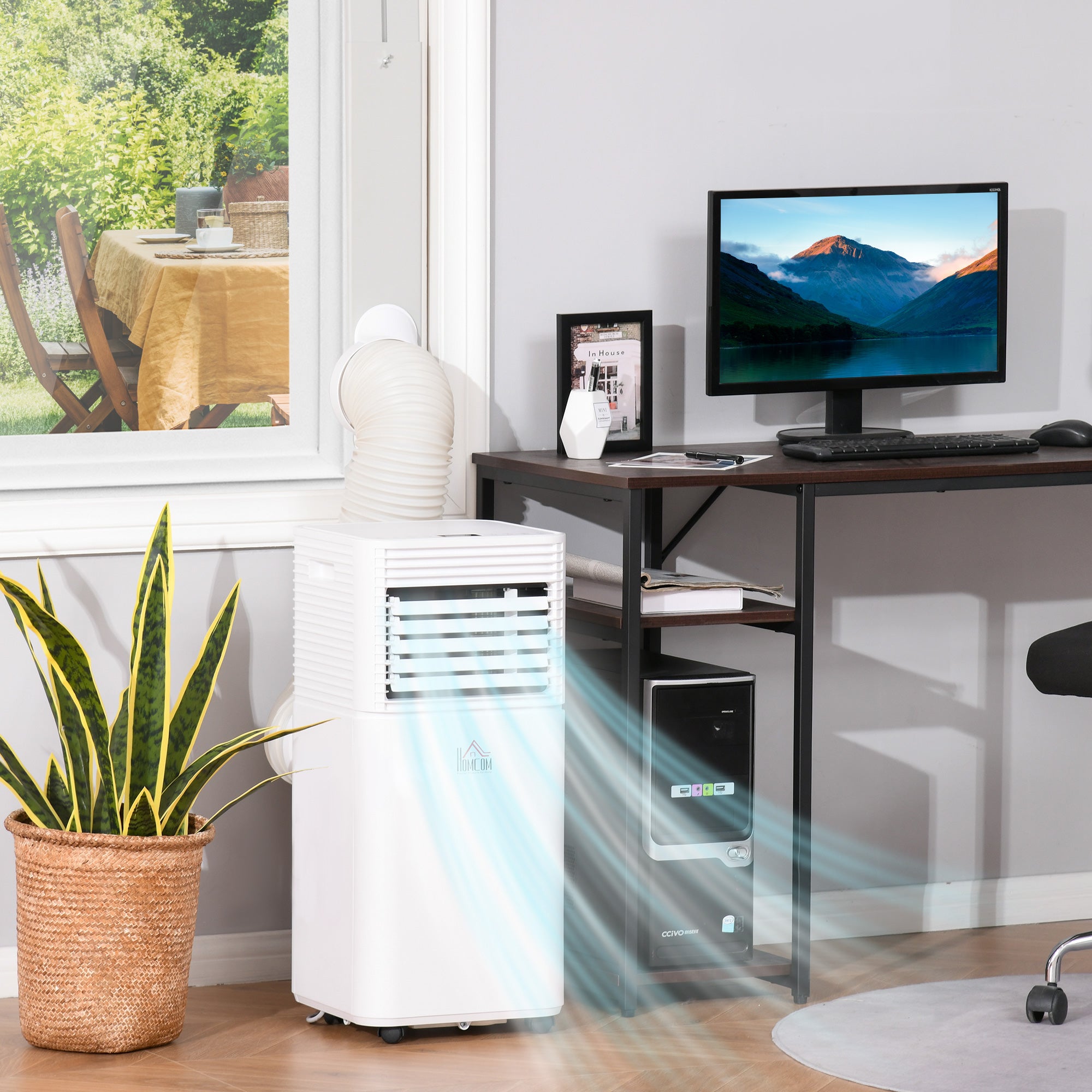 HOMCOM 9000 BTU Portable Air Conditioner for Cooling Dehumidifier Fan, Air Conditioning Unit for Room up to 28m², with Remote, 24H Timer, Window Mount Kit, R290, A Energy Efficiency, 1122W
