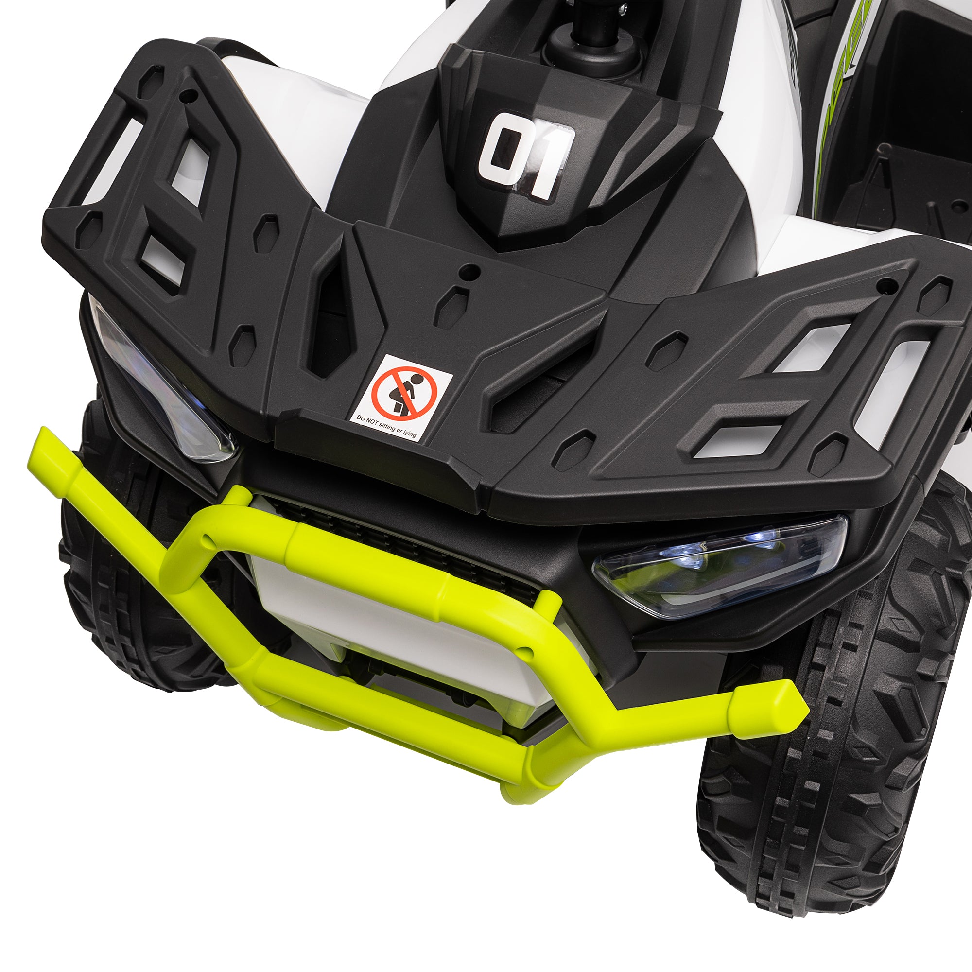 AIYAPLAY 12V Kids Electric Ride on ATV, Battery Powered Quad Bike w/ Spring Suspension, Forward Backward, Storage Basket - Green - North Peak Garden Furniture