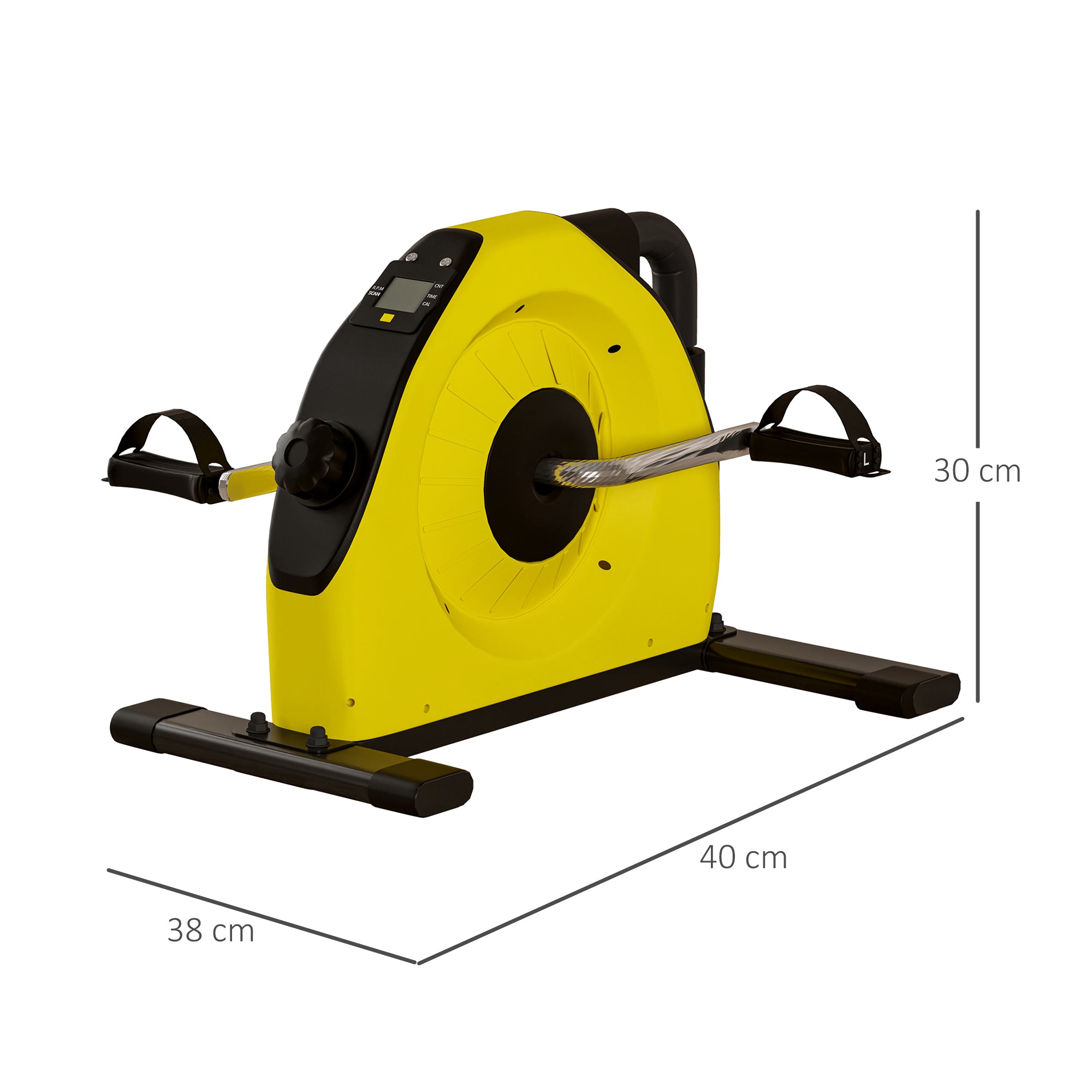 SPORTNOW Mini Exercise Bike, Portable Pedal Exerciser with LCD Display for Legs, Arms, Rehabilitation, Therapy, Yellow - North Peak Garden Furniture