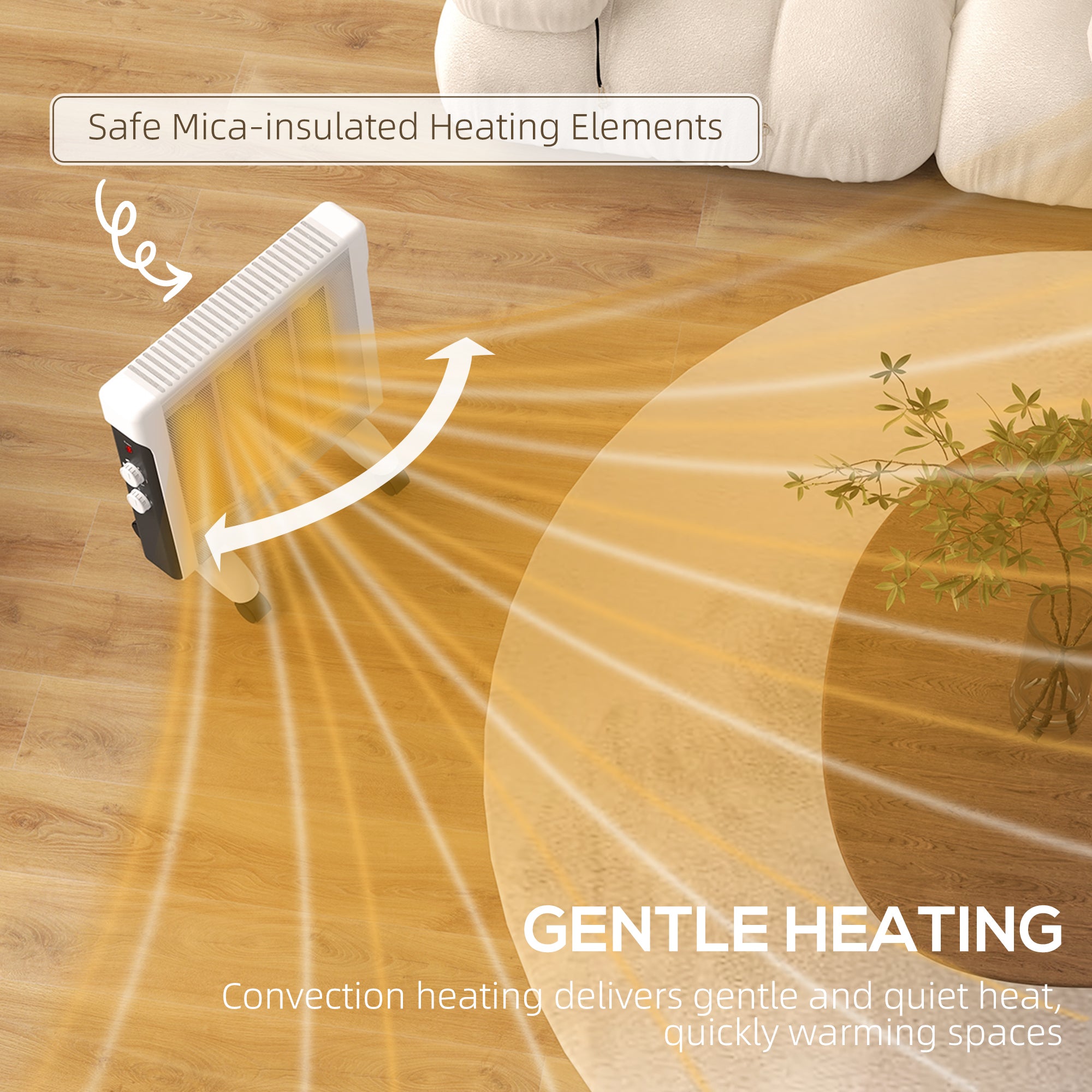 HOMCOM 2kW Electric Heater, 10-45℃ Temperature - White - North Peak Garden Furniture