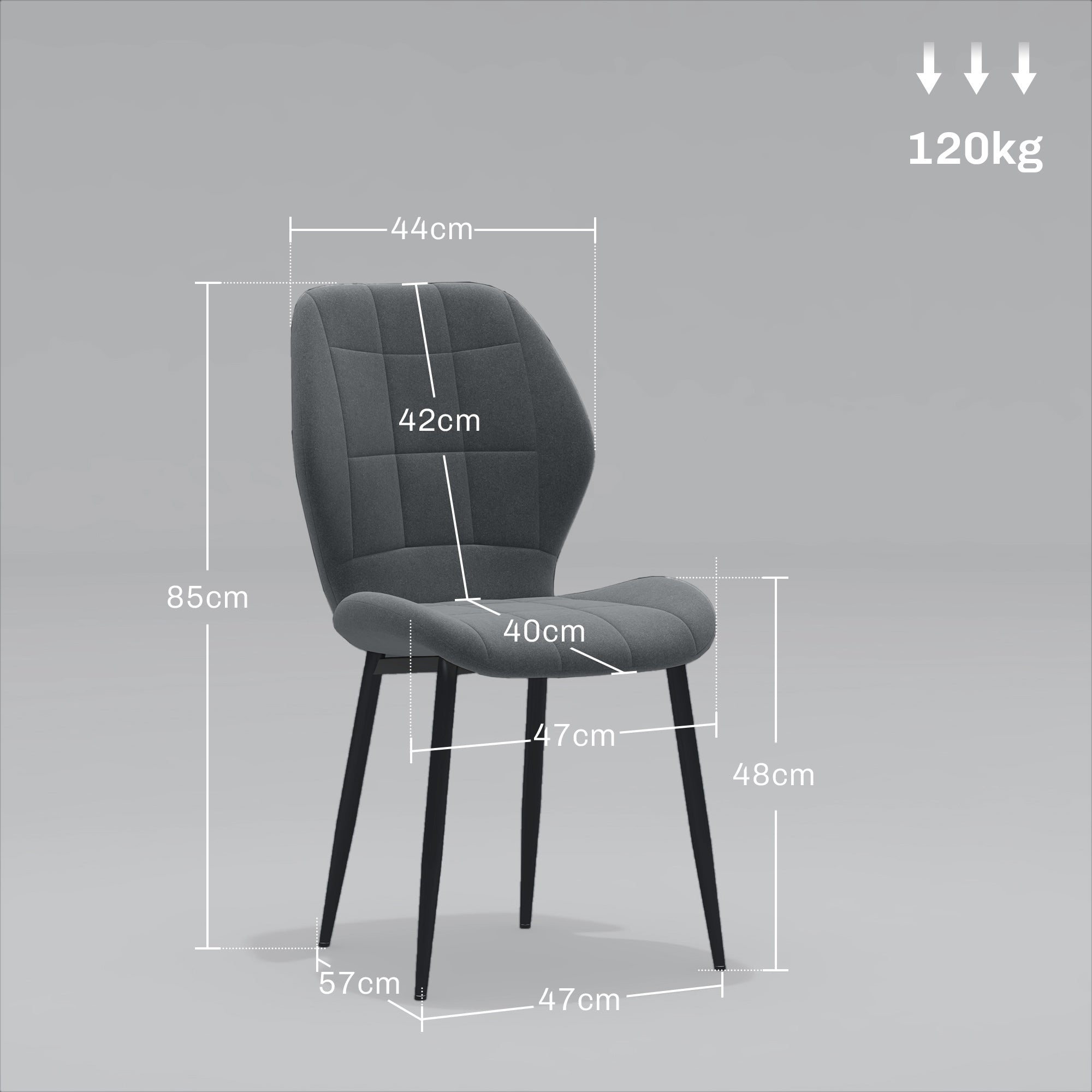 HOMCOM Set of Four Flannel Relaxed Tub Dining Chairs - Dark Grey - North Peak Garden Furniture
