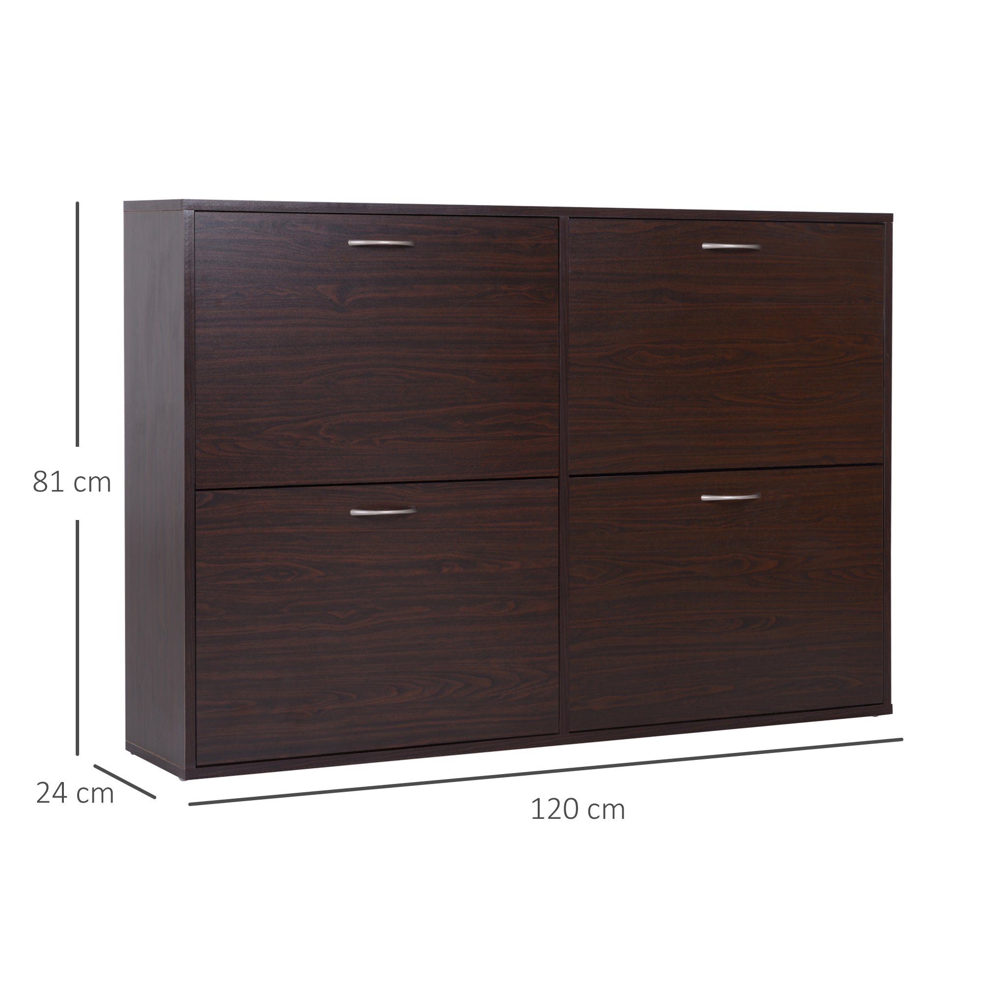 HOMCOM Wooden Modern Design 4 Drawer Shoes Cabinet Pull Down Shelf Storage Organiser Entrance Hallway Furniture - Dark Brown - North Peak Garden Furniture
