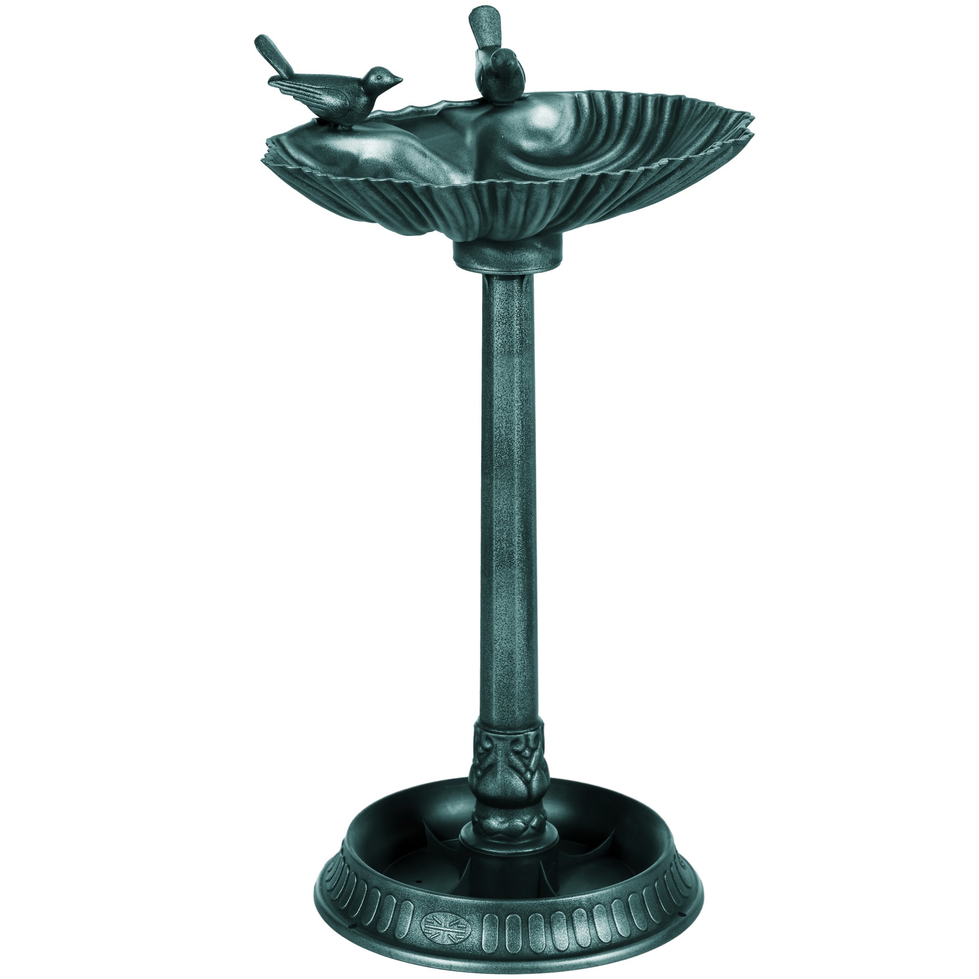 Outsunny 81cm Tall Bird Bath with 2 Decorative Birds, Vintage Style Birdbath with Flower Planter Base, Bird Bath Bowl for Garden, Green