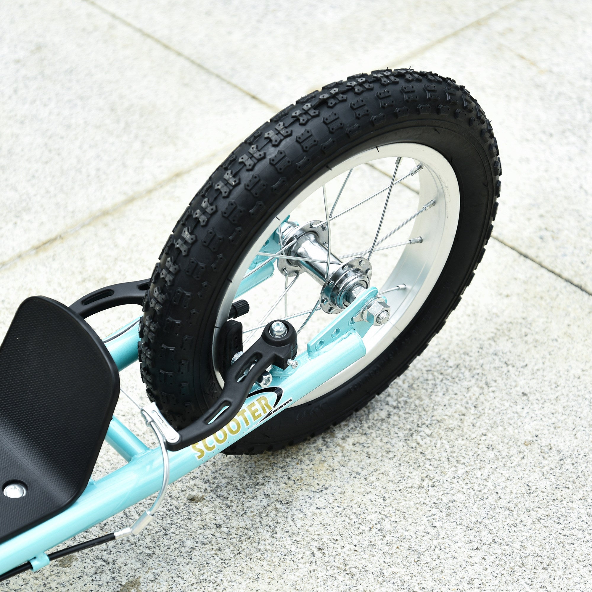 HOMCOM Teen Kids Stunt Scooter w/ Adjustable Handlebar, 12 Inch Rubber Tyres, Dual Brakes, Blue - North Peak Garden Furniture