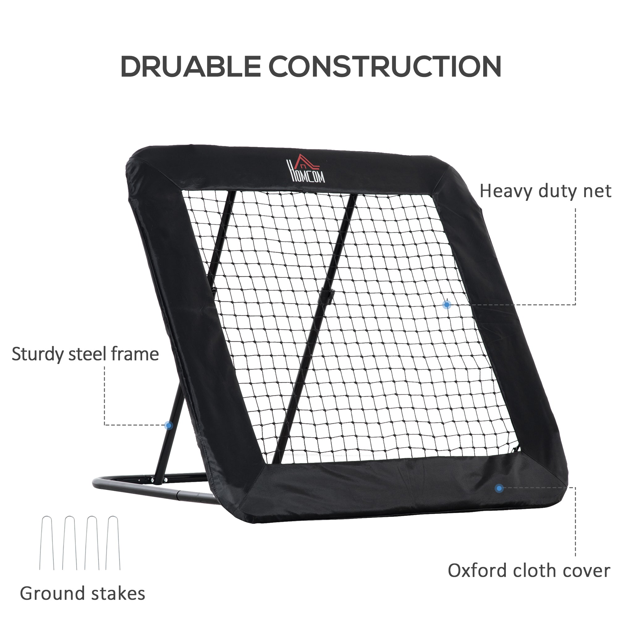 HOMCOM Football Training Net Target Goal, with Adjustable Angles - Black