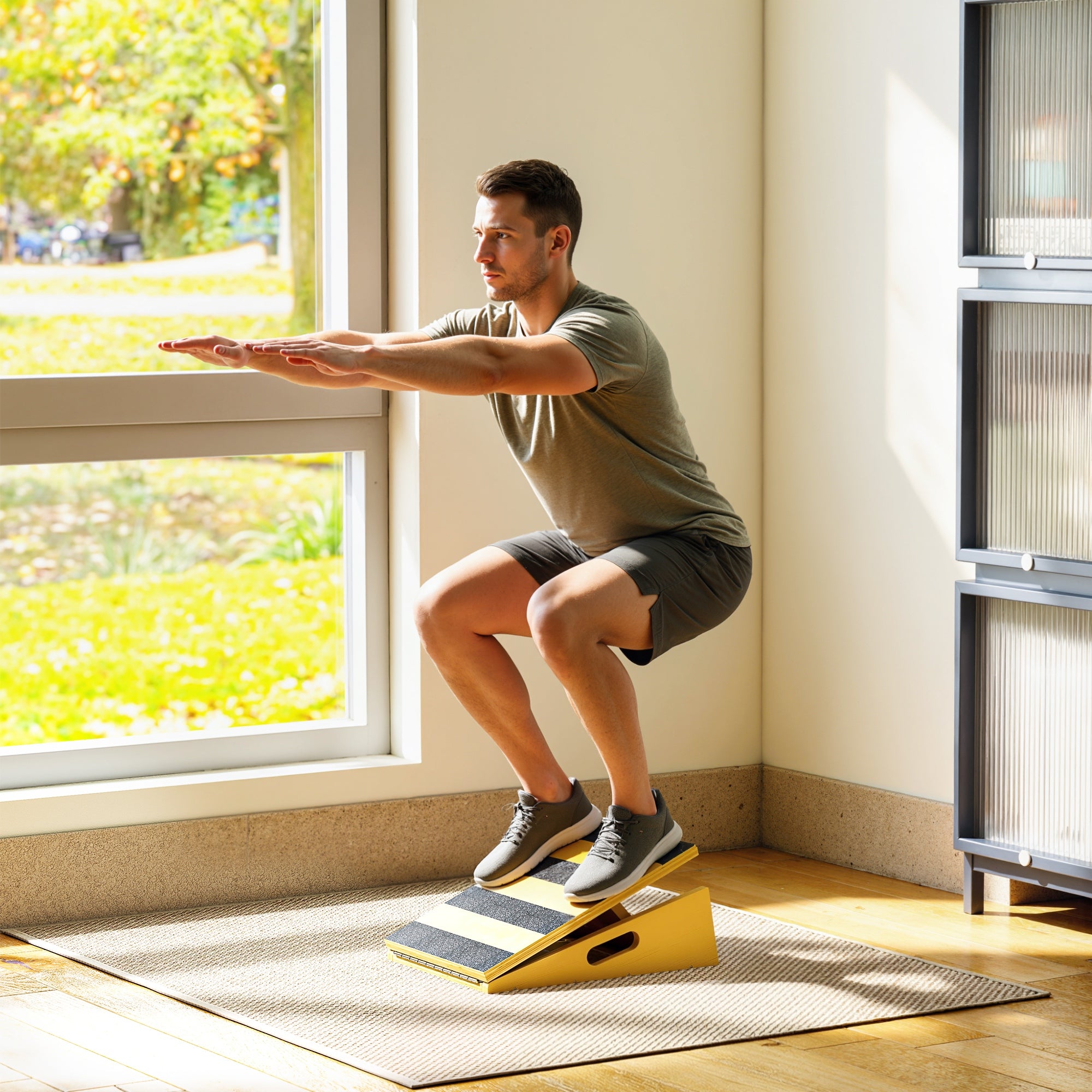 SPORTNOW Portable Slant Board, Adjustable Incline Board Calf Stretcher with Extra Side-Handle Design for Home Gym