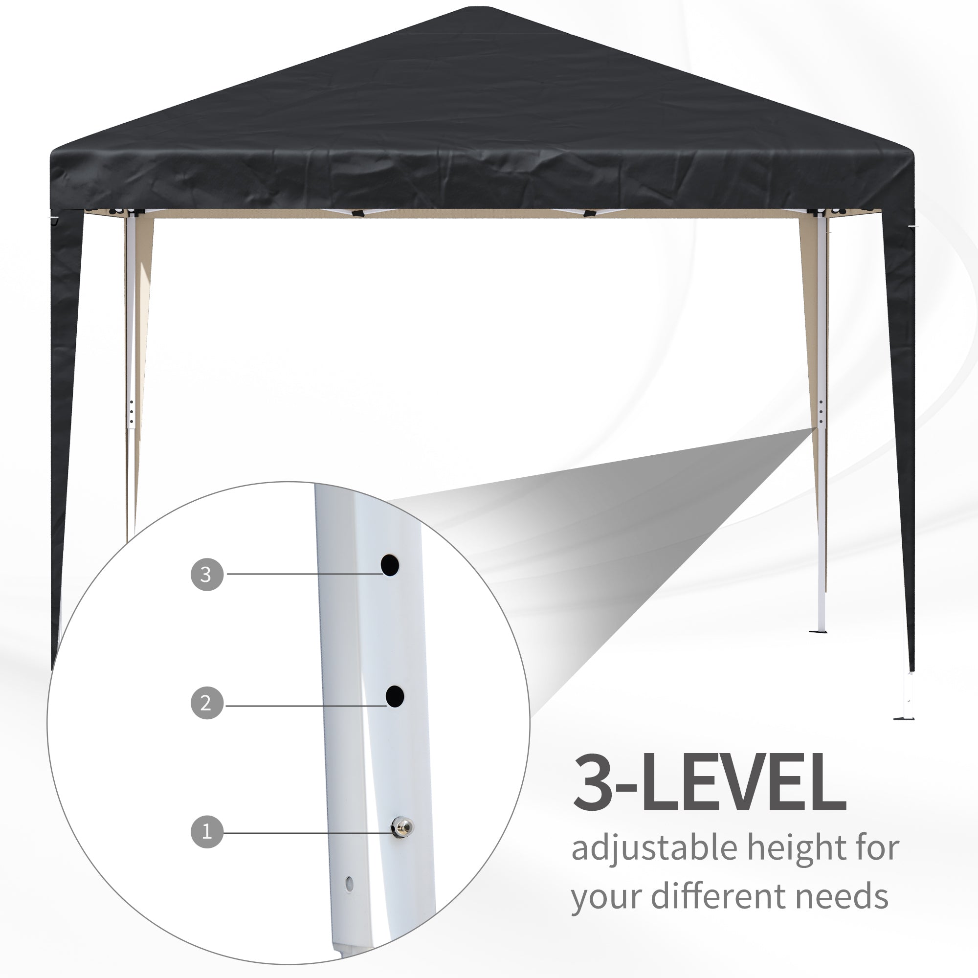 Outsunny 3 x 3M Garden Pop Up Gazebo Height Adjustable Marquee Party Tent Wedding Canopy with Carrying Bag, Black - North Peak Garden Furniture