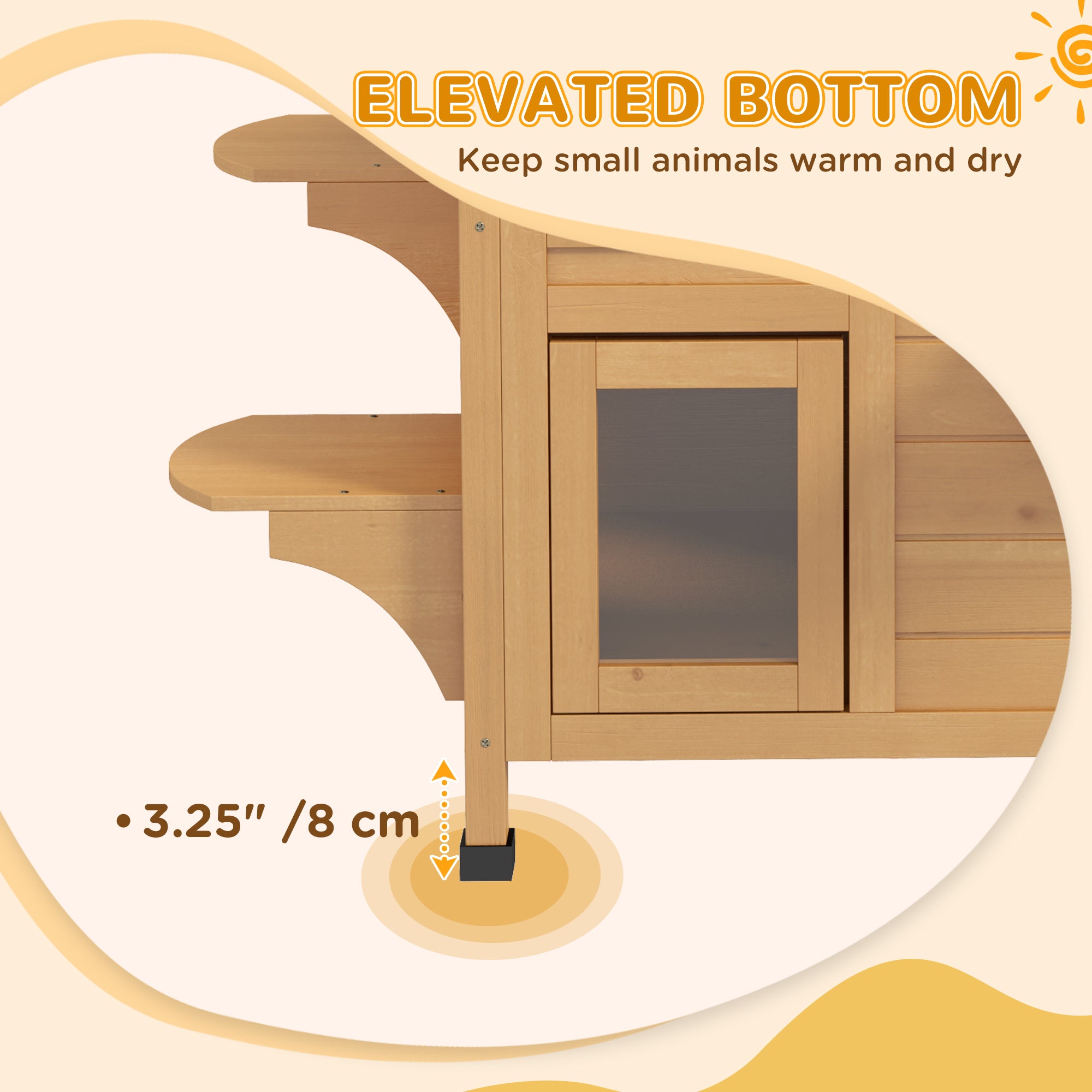 PawHut 2-story Cat House Outdoor, Weatherproof Wooden Cat Enclosure for Feral Cats with Escape Door, Openable Roof, Jumping Platforms, Natural Wood Finish