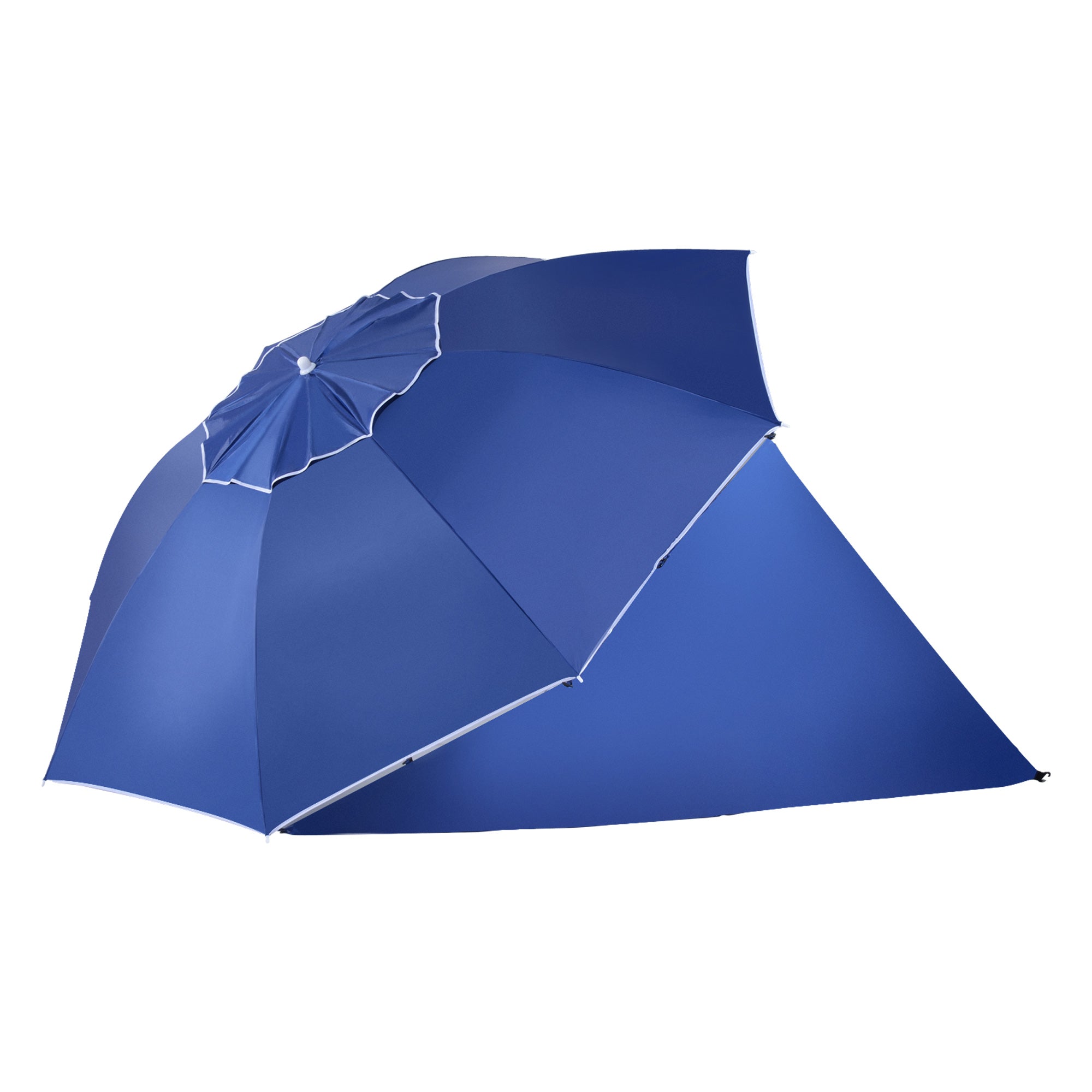 Outsunny 2m Beach Umbrella: UV-Protective Parasol, Coated Blue Polyester & Steel Frame