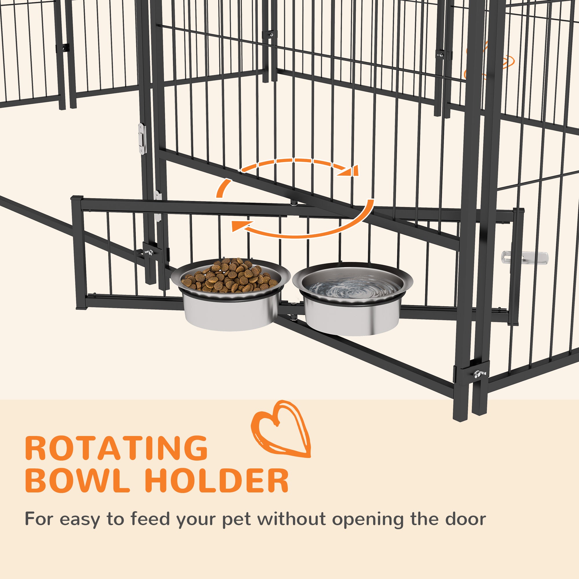 PawHut Outdoor Dog Kennel Puppy Play Pen with Canopy Garden Playpen Fence Crate Enclosure Cage Rotating Bowl 211 x 141 x 151 cm - North Peak Garden Furniture