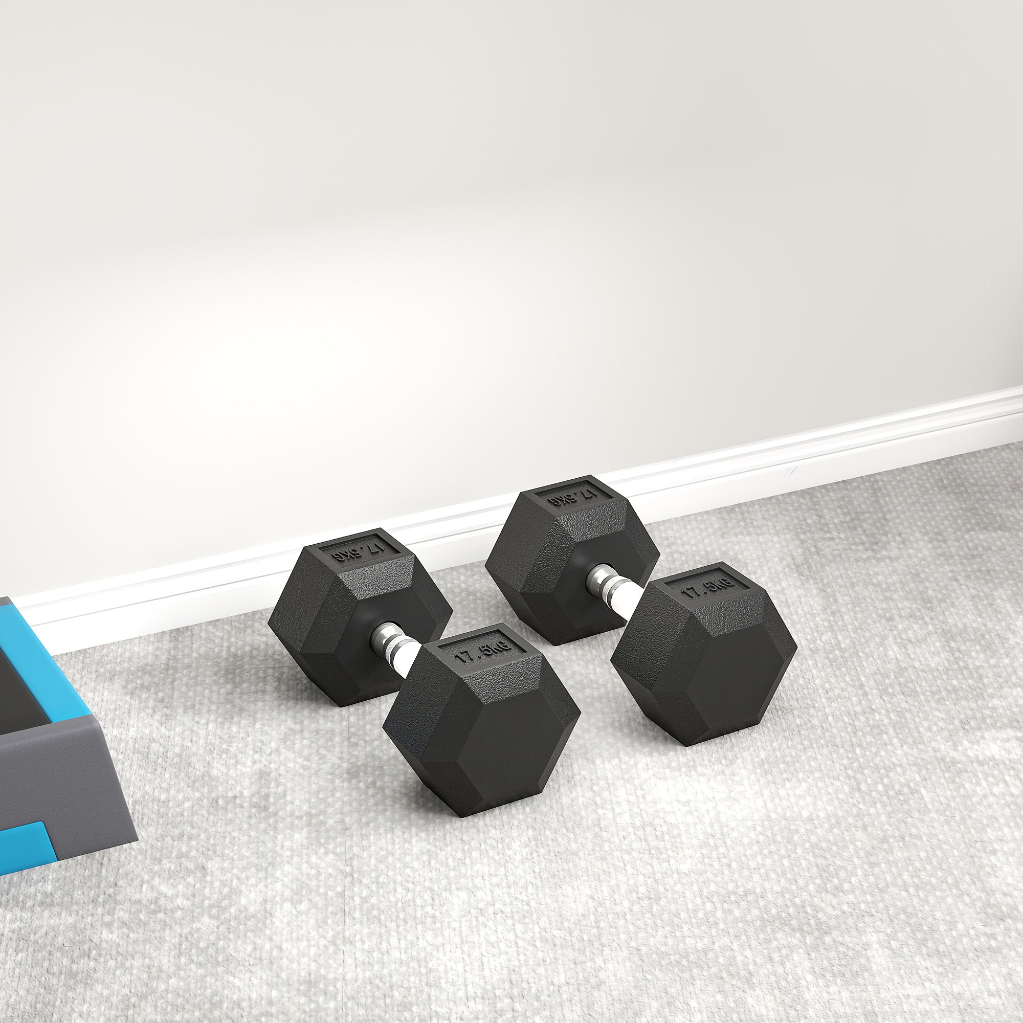 HOMCOM 35KG Rubber Hex Dumbbell Portable Hand Weights Dumbbell Home Gym