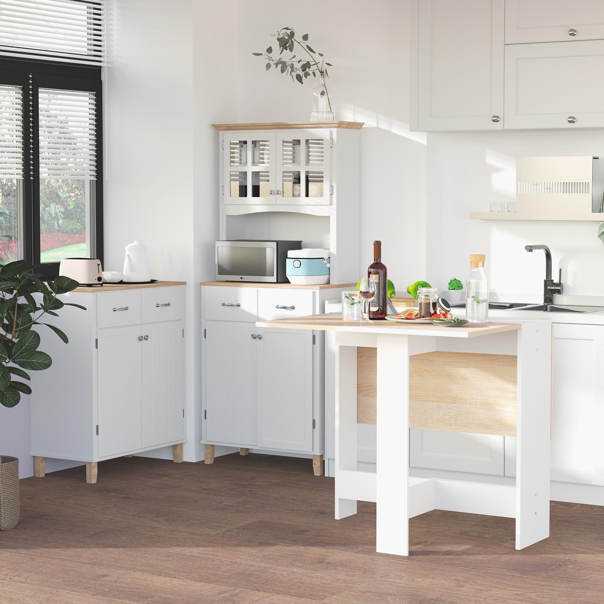 HOMCOM Wooden Folding Dining Table Writing Computer Desk PC Workstation Space Saving Home Office Oak & White
