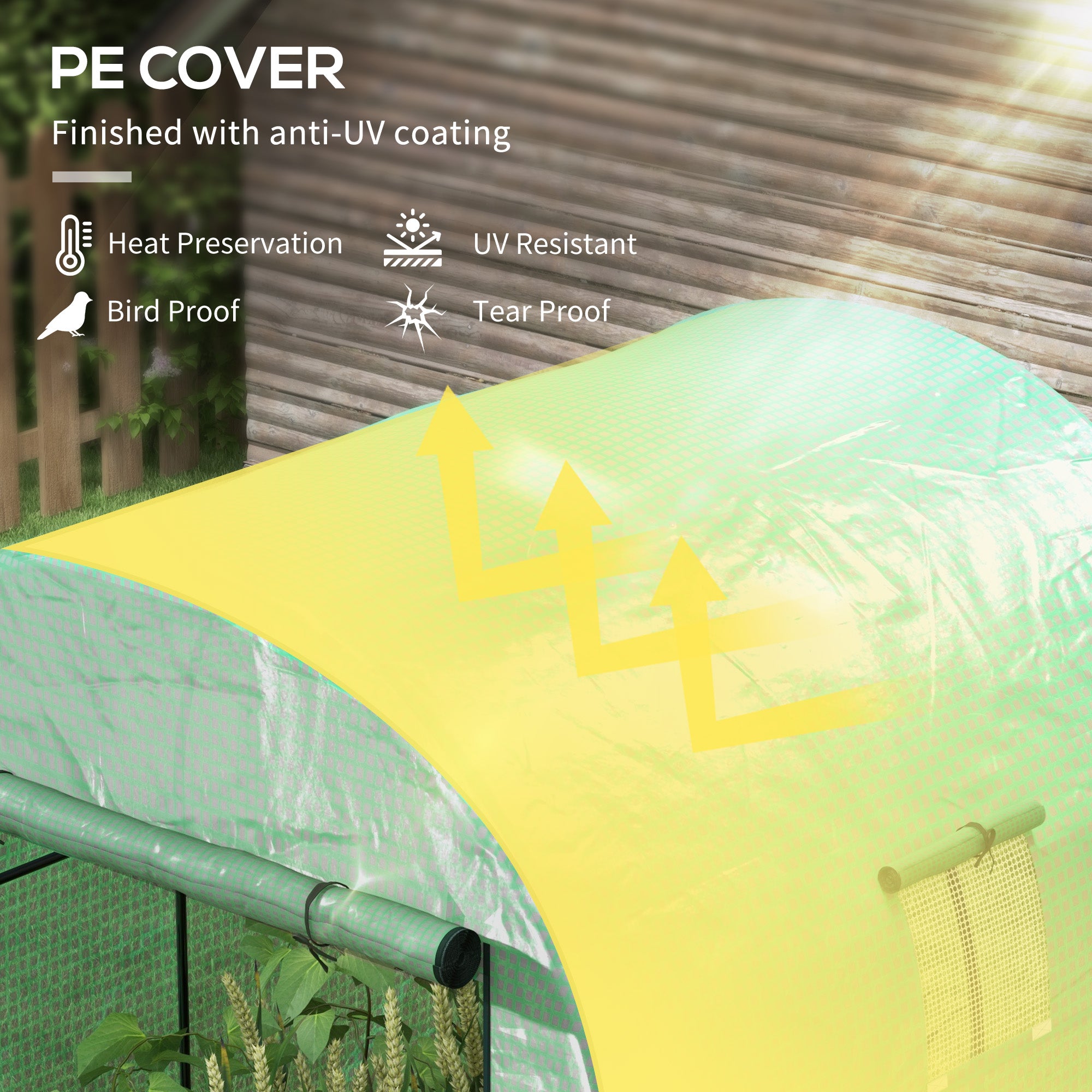 Outsunny Polytunnel Greenhouse Walk-in Grow House with UV-resistant PE Cover, Doors and Mesh Windows, 1.8 x 1.8 x 2m, Green - North Peak Garden Furniture