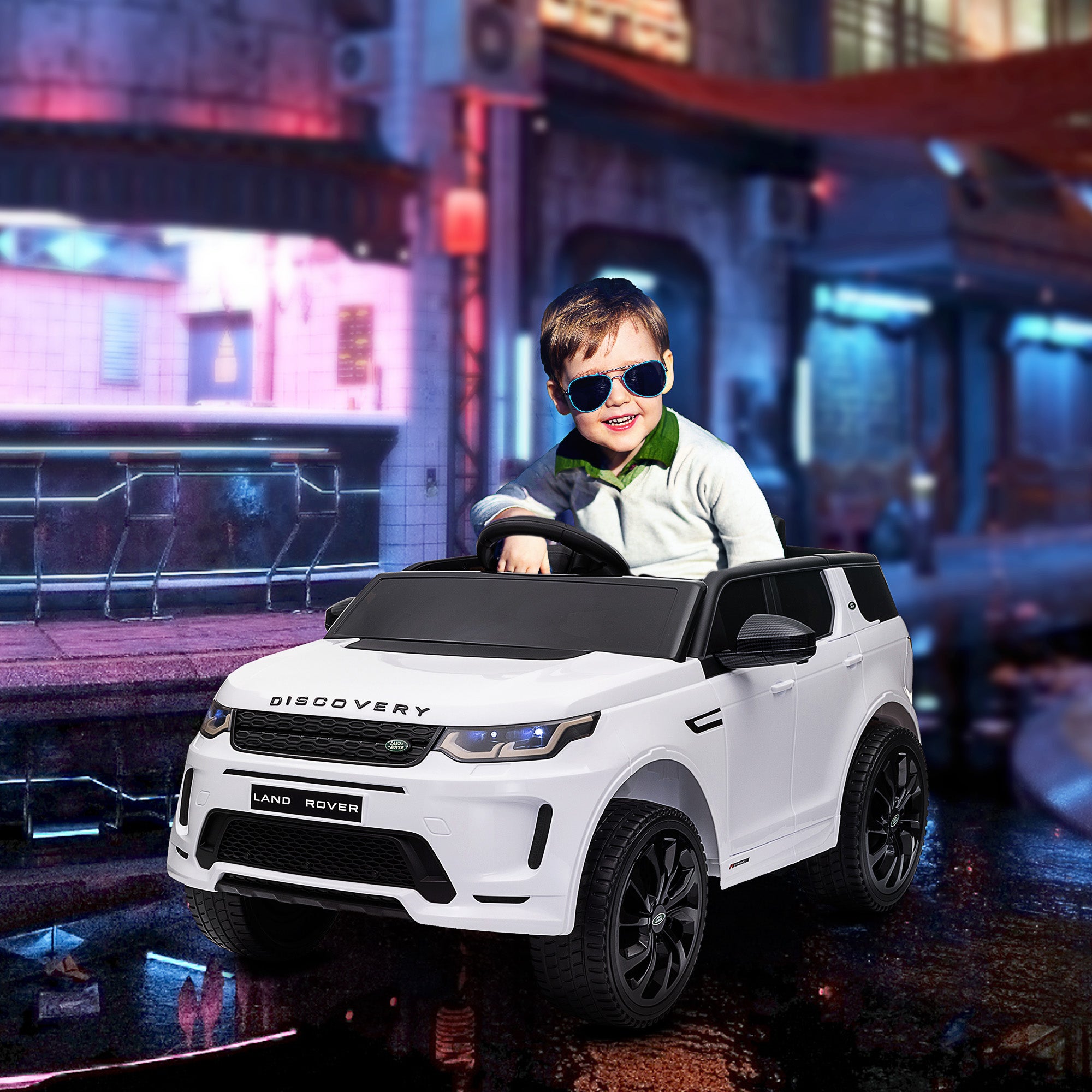 AIYAPLAY Land Rover Discovery Sport Licensed 12V Kids Ride on Car w/ Remote Control, Lights Music Horn, for 3-6 Years White - North Peak Garden Furniture