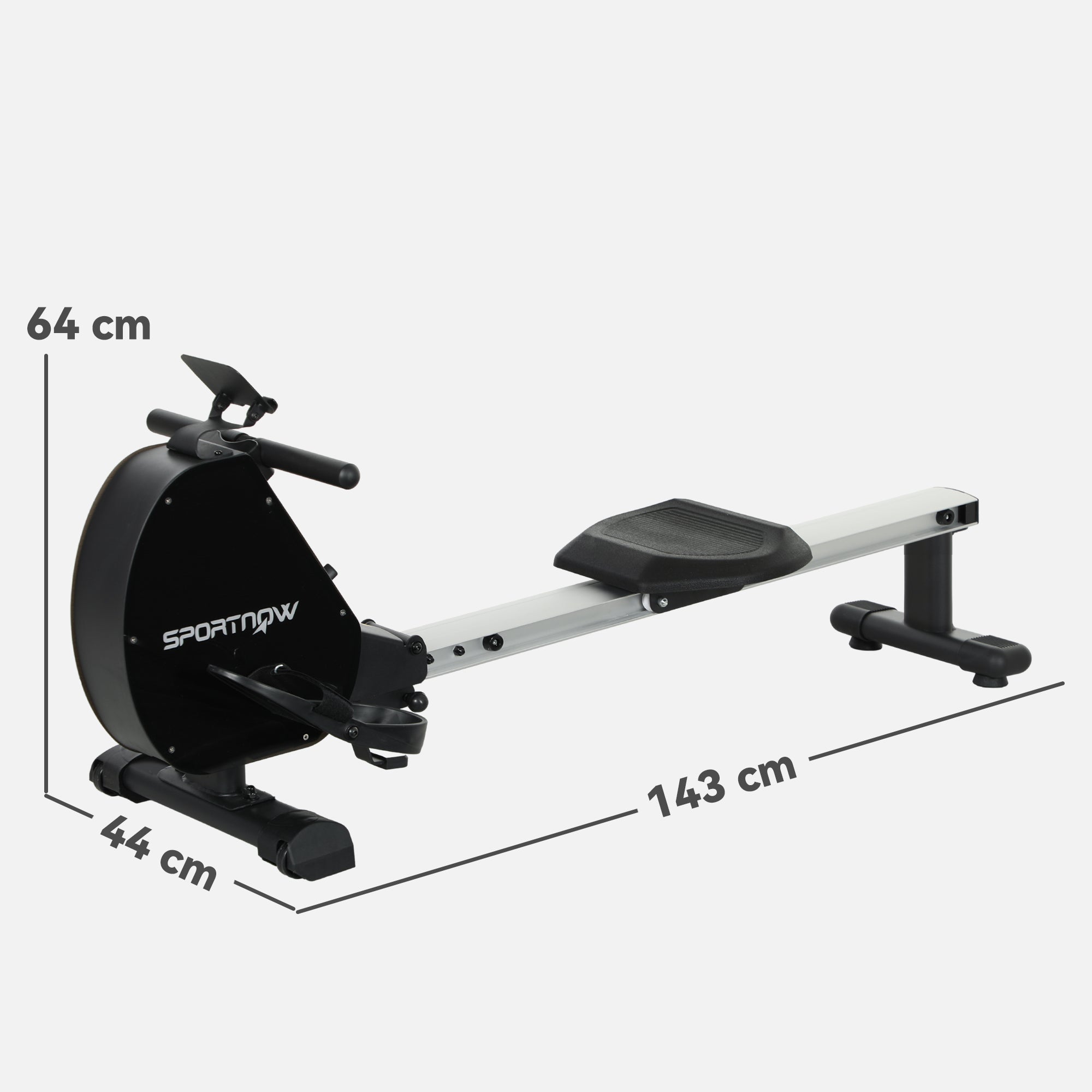 SPORTNOW Folding Rowing Machine, 16-Level Magnetic Rower Machine with Dual Aluminium Slid Rail and LCD Monitor, Vertical Storage, for Home Gym Cardio Training, 150kg Weight Capacity - North Peak Garden Furniture