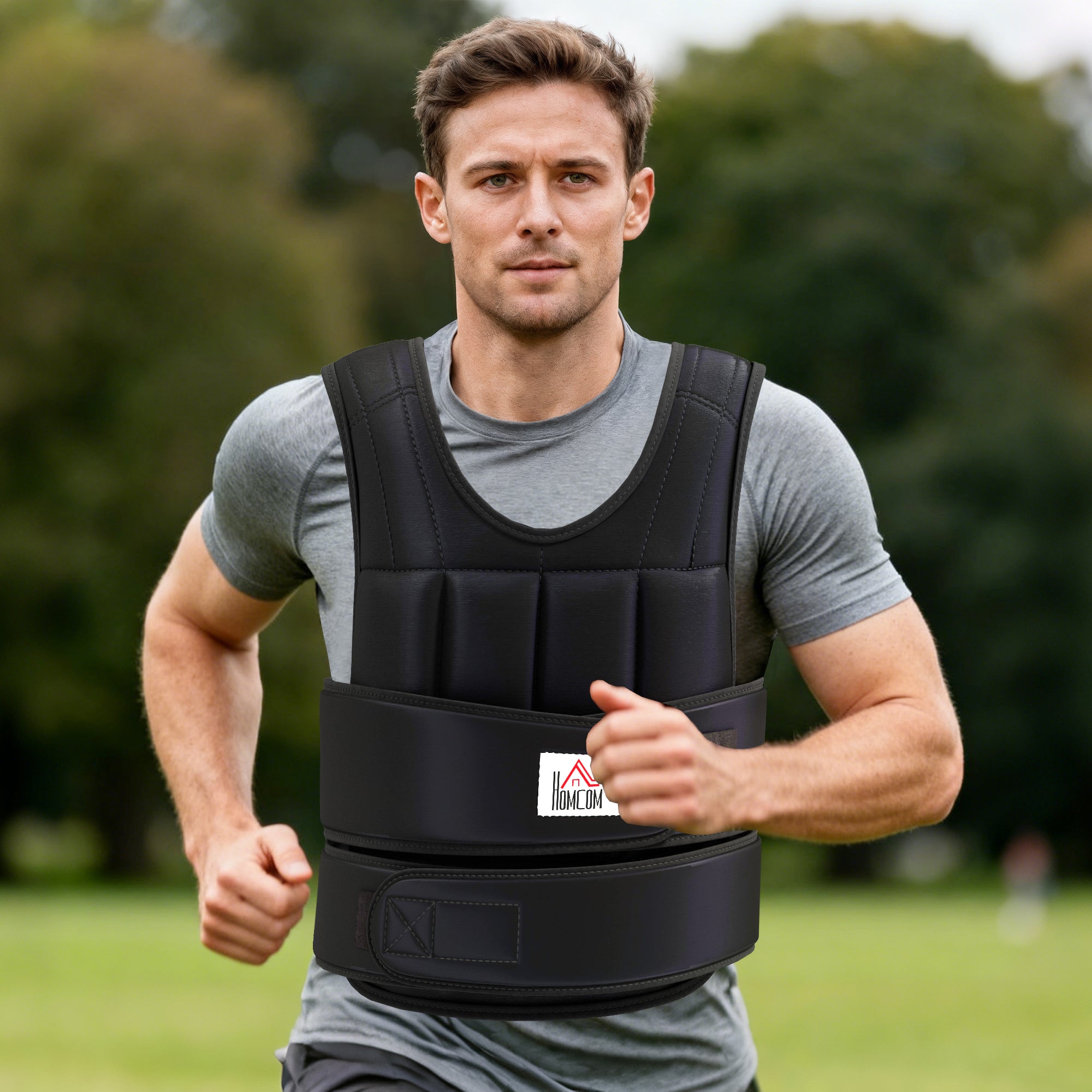 HOMCOM 20kg Weighted Vest, Adjustable Running Weight Vest with 38 Weight Bags for Men or Women Cardio Exercise, Black