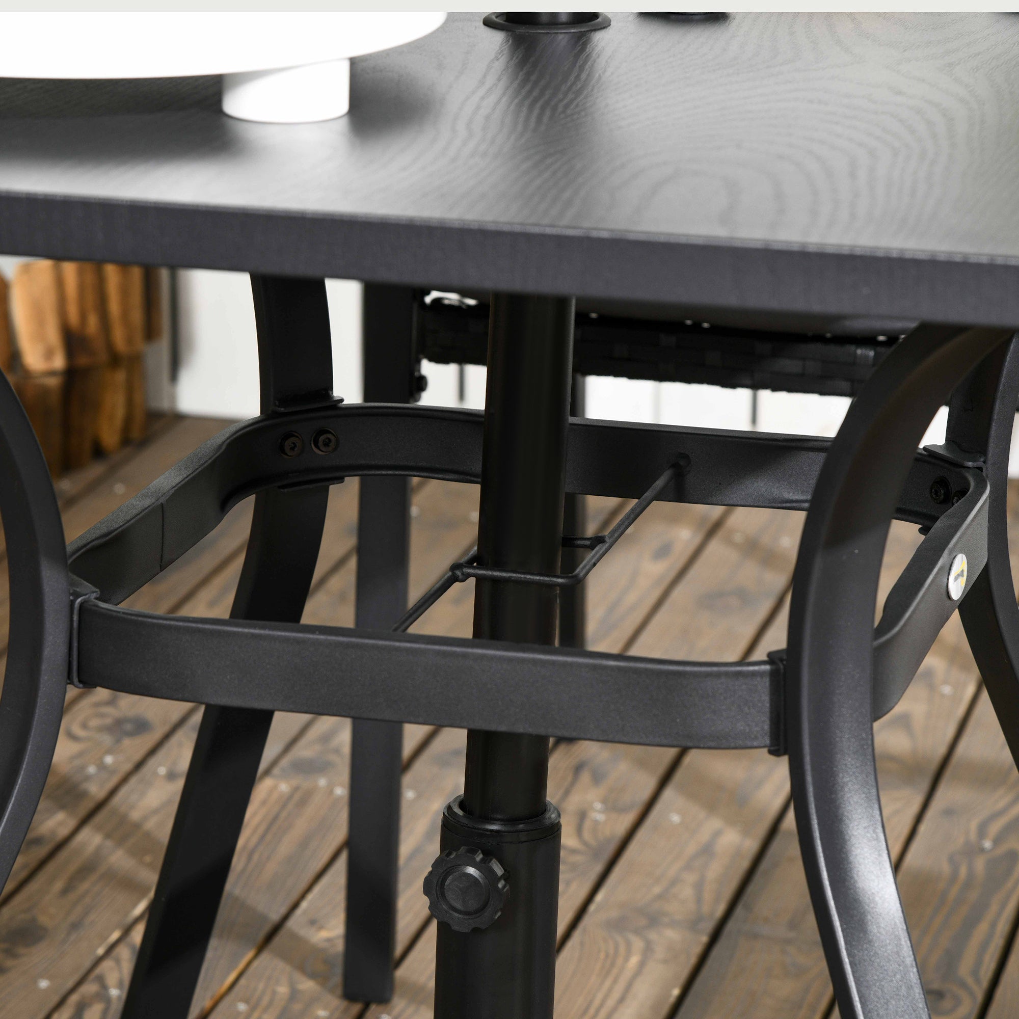 Outsunny Five-Piece Garden Dining Set, with Rattan Seat Chairs and Cushions - Black - North Peak Garden Furniture