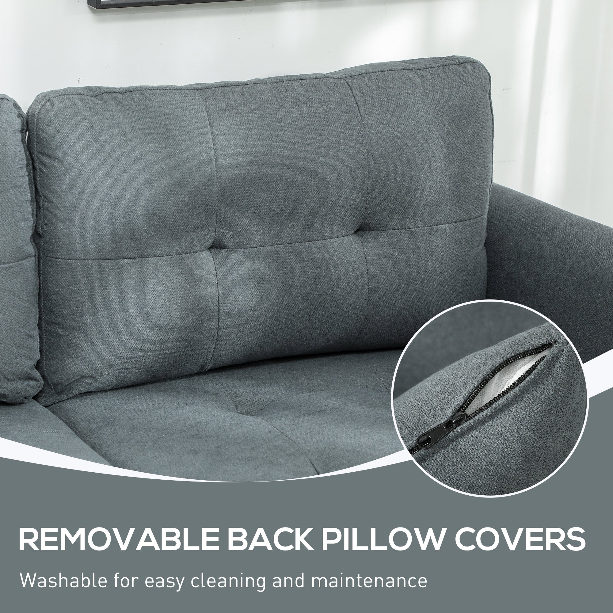 HOMCOM 'L' Shape Modular Sofa, with Storage - Dark Grey - North Peak Garden Furniture