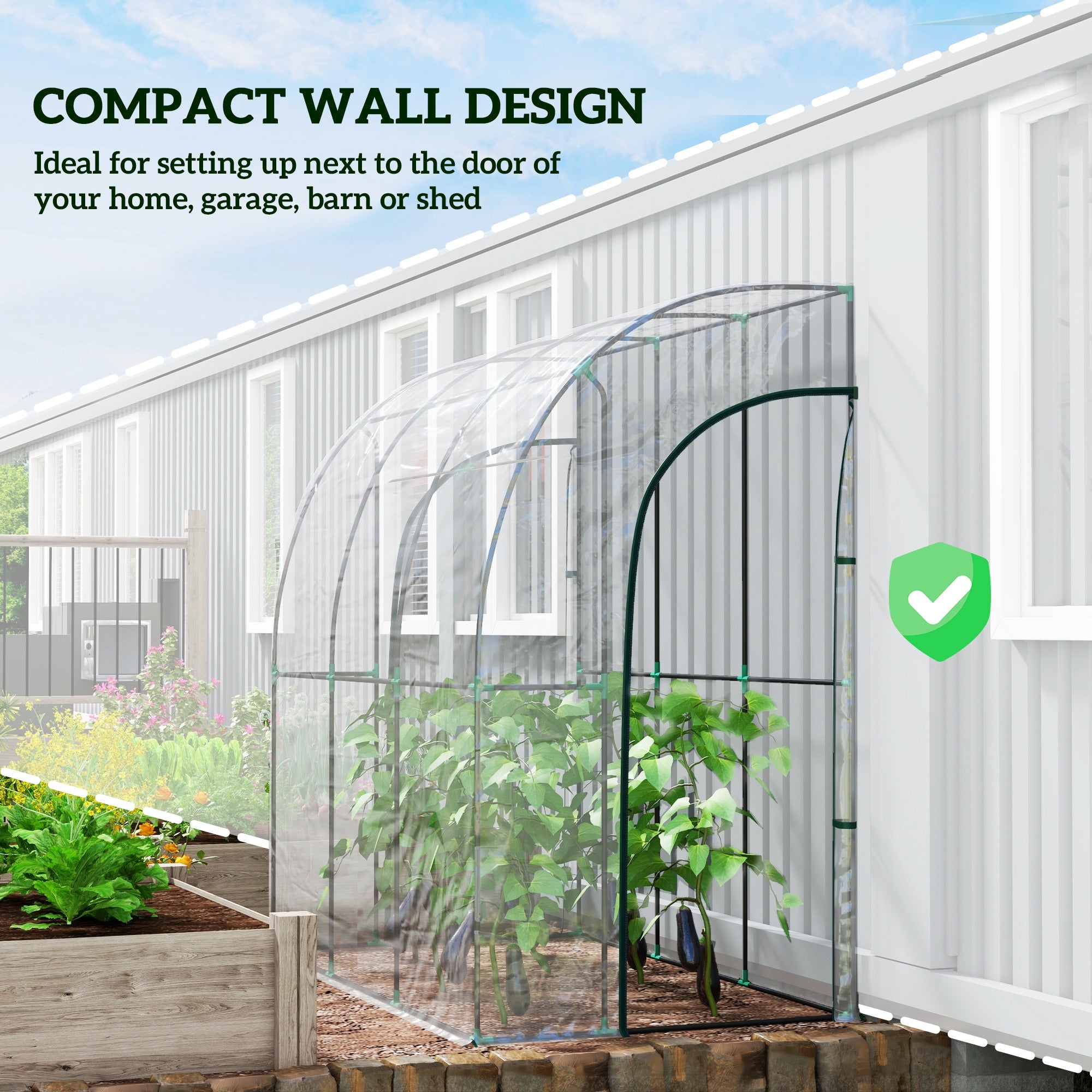 Outsunny 214cm x 118cm Walk-In Lean To Greenhouse, with Accessories