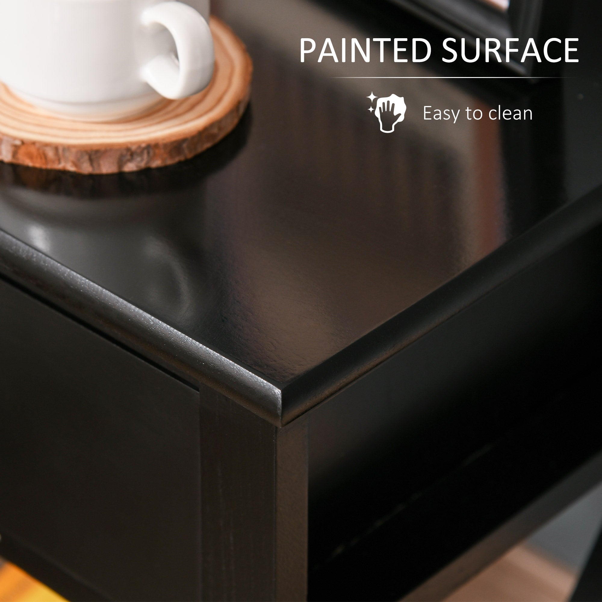 HOMCOM End Table, Sofa Side Table with Drawer X Bar Bottom Storage Shelf, Nightstand Bedside Table for Bedroom or Living Room Black - North Peak Garden Furniture
