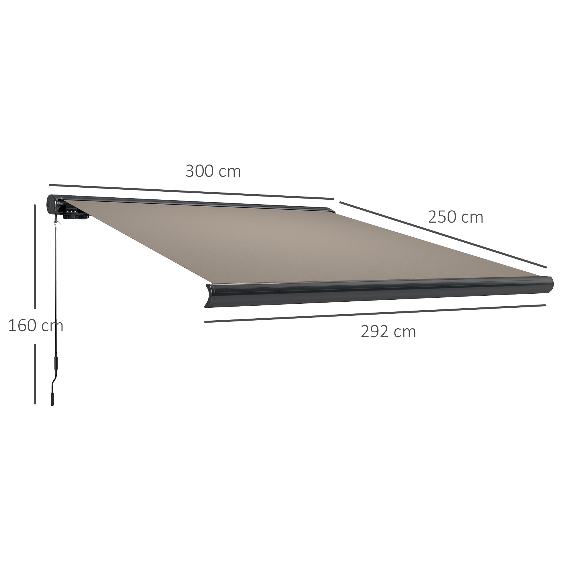 Outsunny 3 x 2.5 m Electric Awning with Remote Controller, Aluminium Frame DIY Retractable Awning, UV50+ Sun Shade Canopy for Garden Patio Deck Door Window, Light Grey - North Peak Garden Furniture