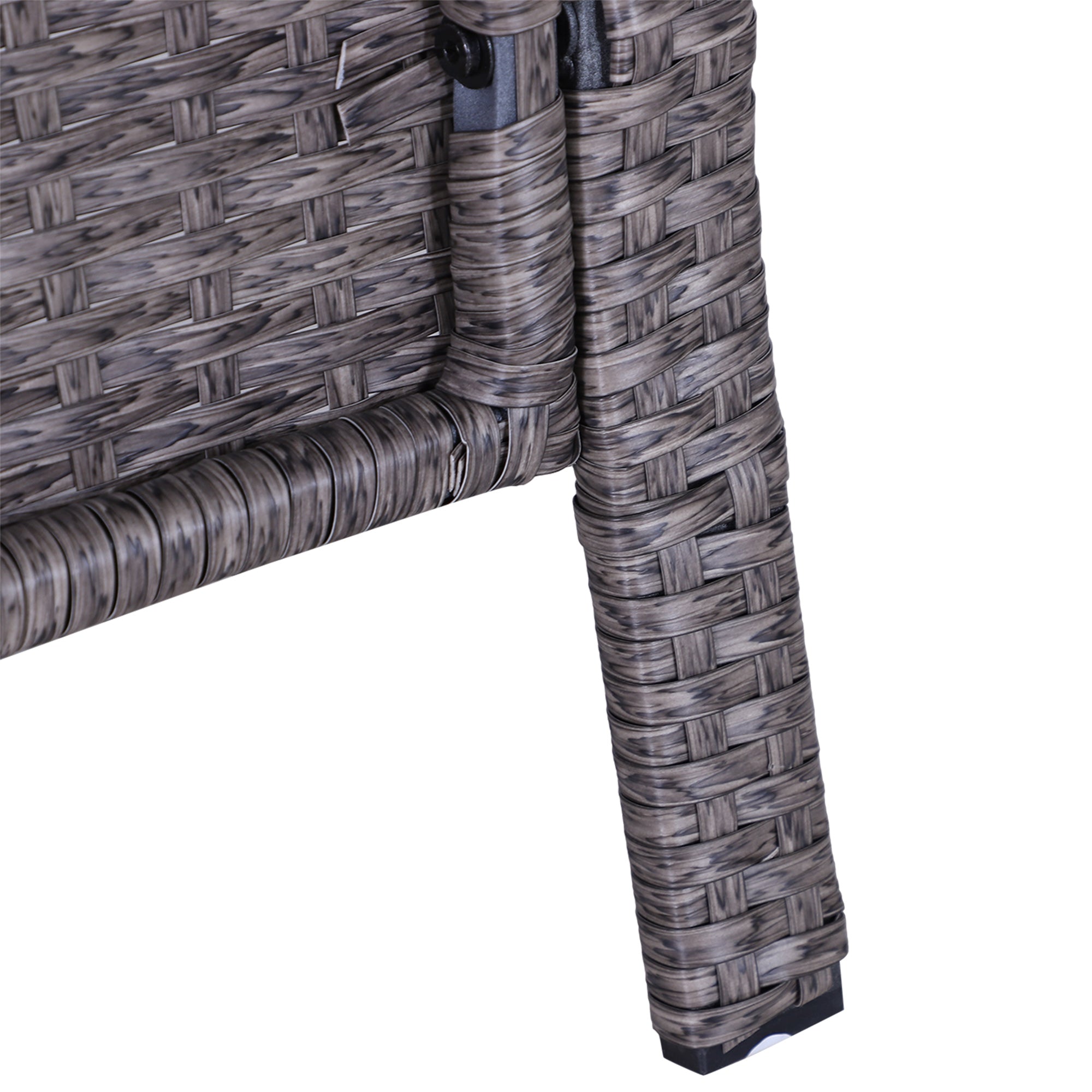 Outsunny 5 Pieces PE Rattan Garden Furniture Set with 10cm Thick Padded Cushions, Wicker Weave Outdoor Seating Chairs with 2 Armchairs, 2 Stools, Glass Top Table, Dark Grey - North Peak Garden Furniture