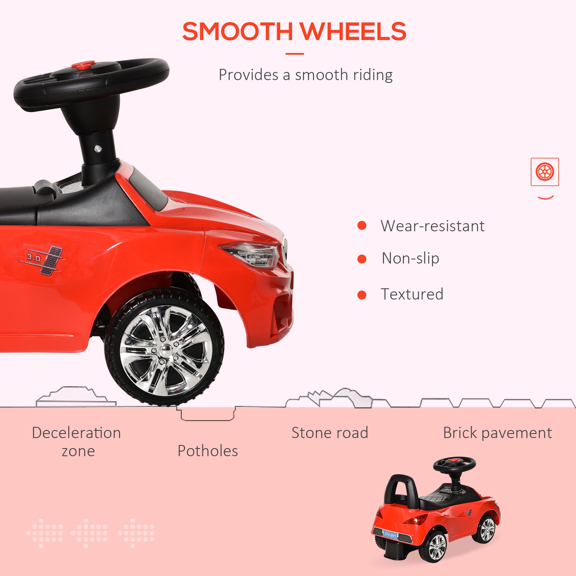 HOMCOM Ride on Car Baby Toddler Walker Foot to Floor Sliding Car Slider Red - North Peak Garden Furniture