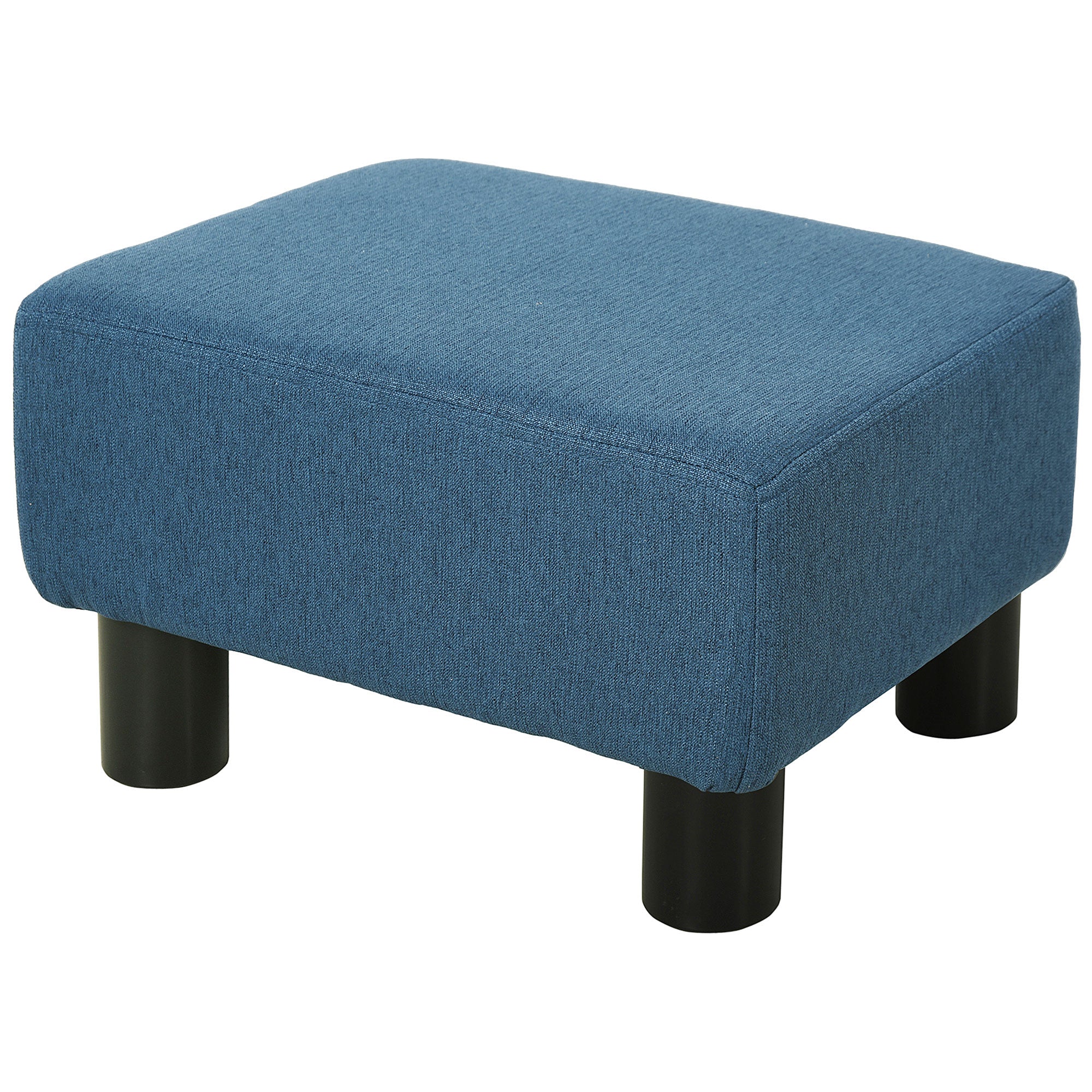 HOMCOM Linen Fabric Footstool Ottoman Cube with 4 Plastic Legs - North Peak Garden Furniture