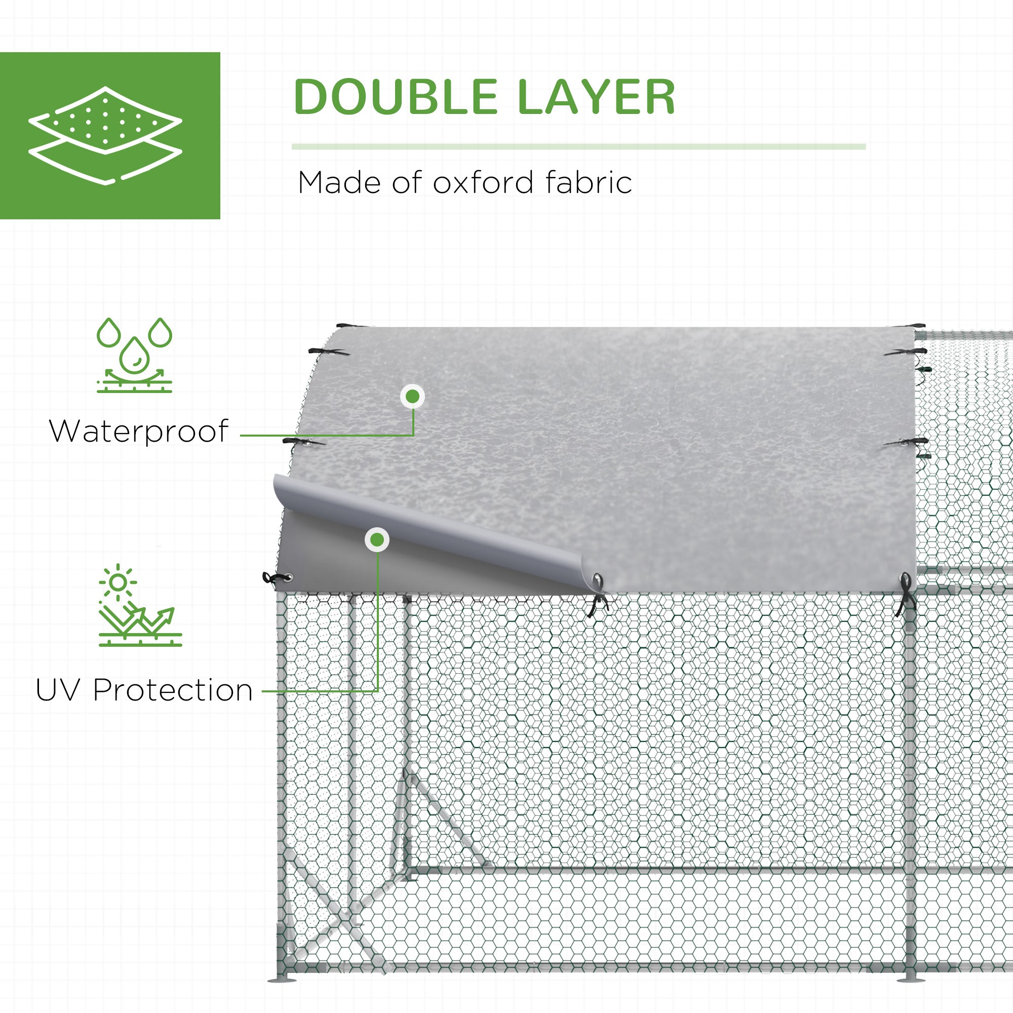 PawHut Spacious Walk-In Chicken Run, Outdoor Coop with Activity Shelf and Protective Cover, 2.8x5.7x2m, Secure Design