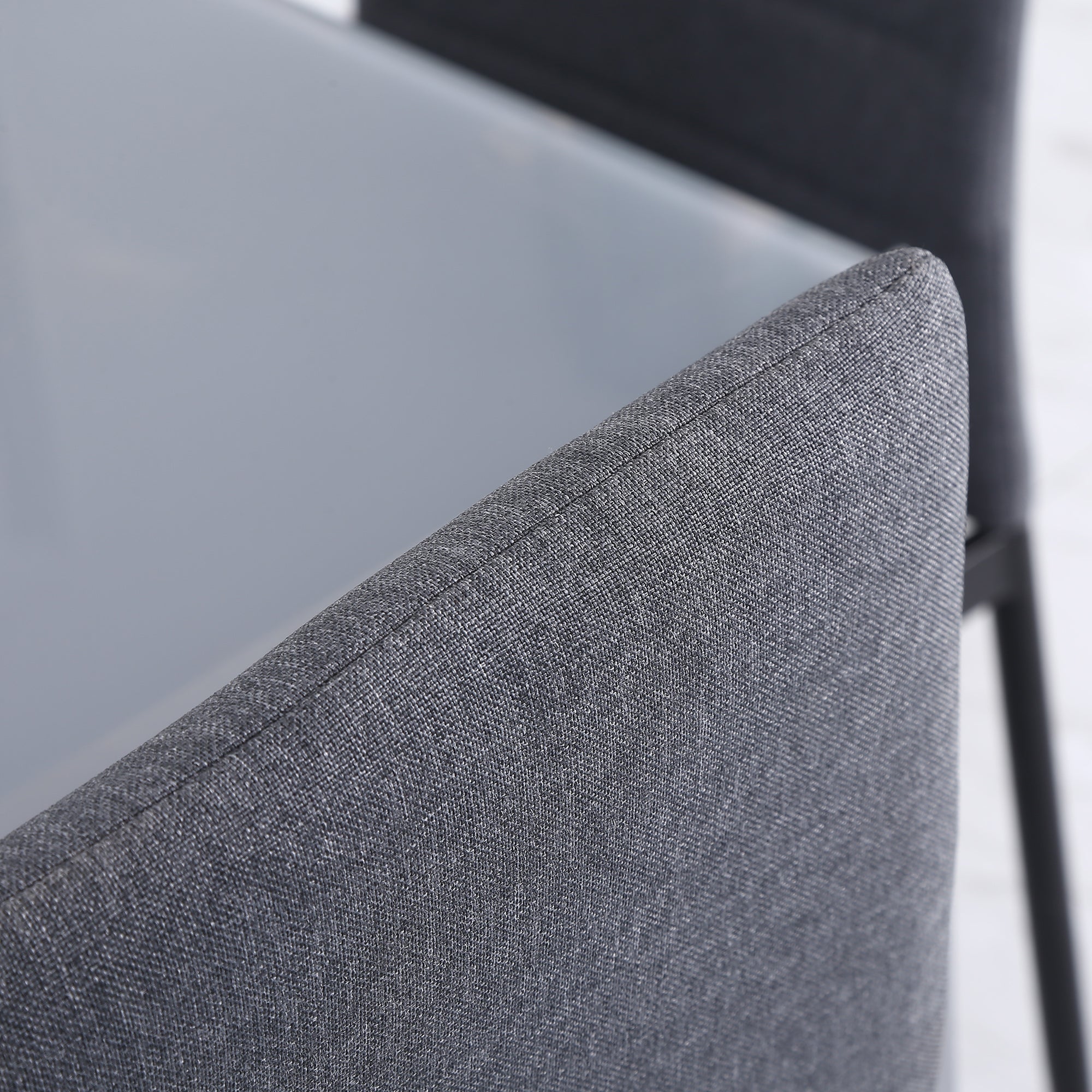 HOMCOM High Back Dining Chairs Modern Upholstered Linen-Touch Fabric Accent Chairs with Metal Legs for Kitchen, Set of 4, Grey - North Peak Garden Furniture