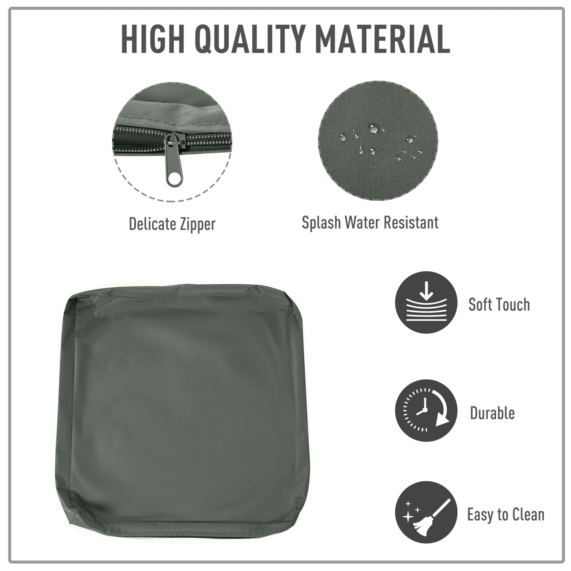 Outsunny Replacement Cushion Cover Garden Rattan Patio Furniture Seat Cover Polyester Outdoor Deep Grey- No Cushion Included - North Peak Garden Furniture