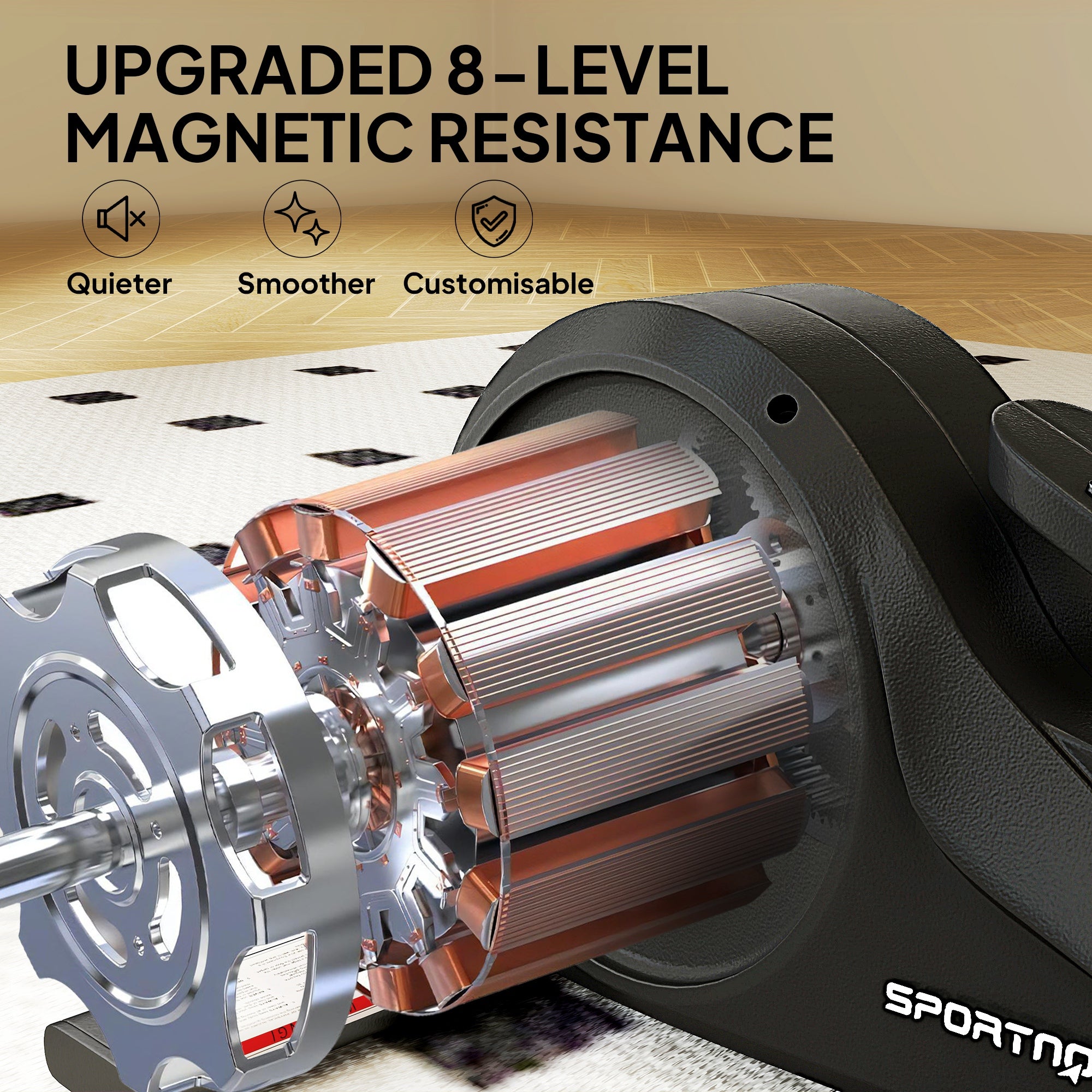 SPORTNOW Under Desk Elliptical Machine with LCD Monitor, 8 Adjustable Magnetic Resistances for 2-in-1 Seat & Stand Up Exercise