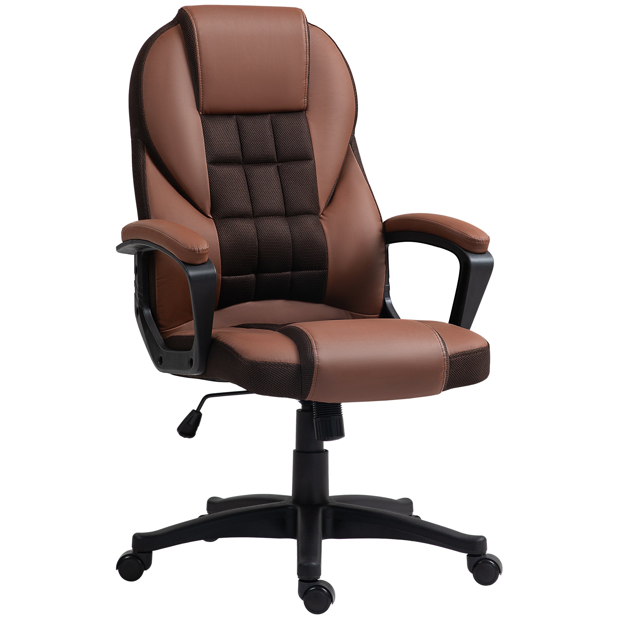 HOMCOM Faux Leather Office Chair - Brown - North Peak Garden Furniture