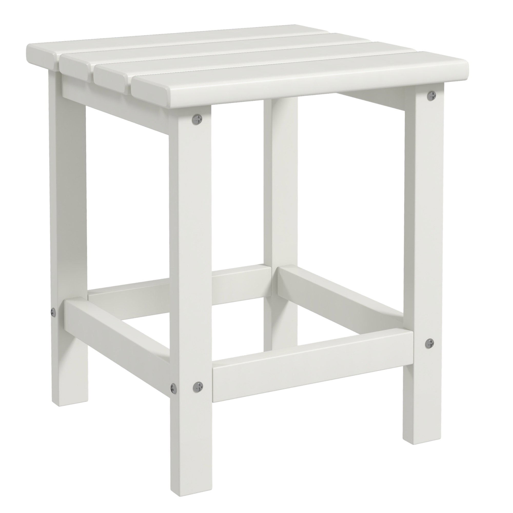 Outsunny Square Coffee Table, HDPE Tabletop and Frame for Porch, Garden, Side Table, 38 x 38 x 46 cm, White