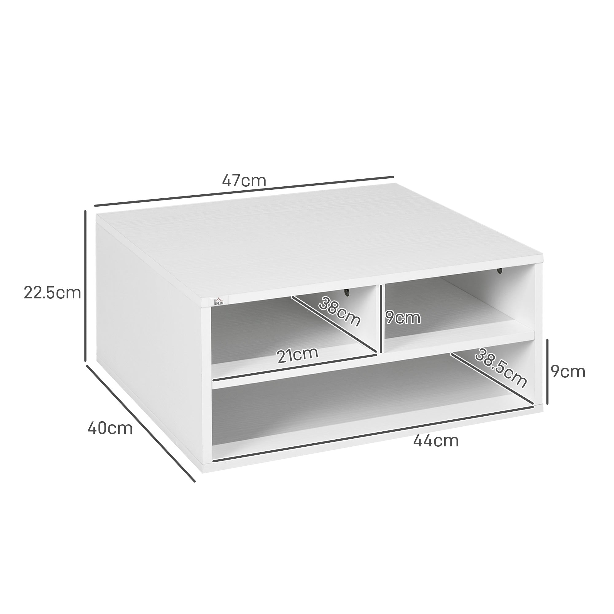 HOMCOM Three-Compartment Printer Storage Cabinet - White