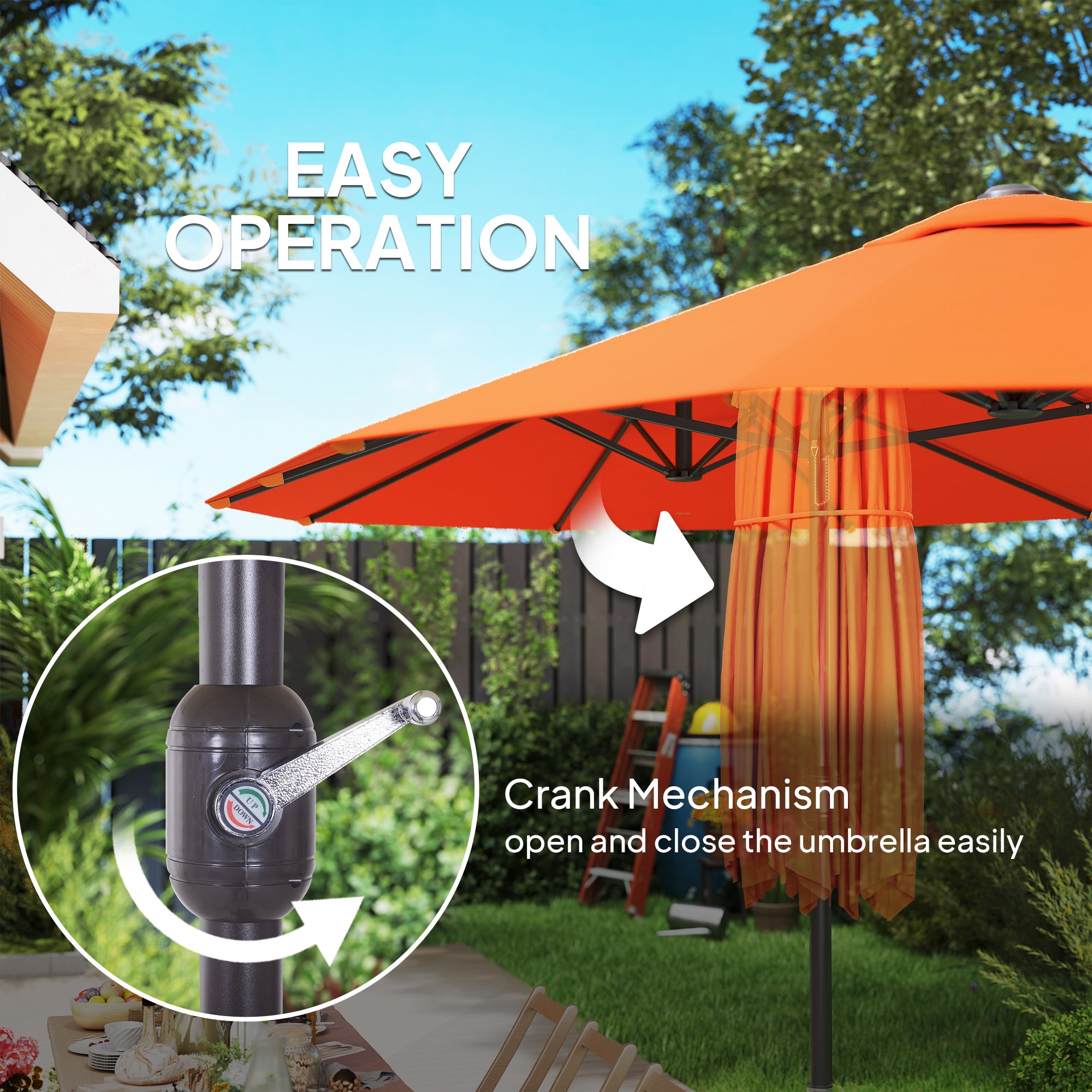 Outsunny 4.6m Double-Sided Garden Parasol - Orange - North Peak Garden Furniture