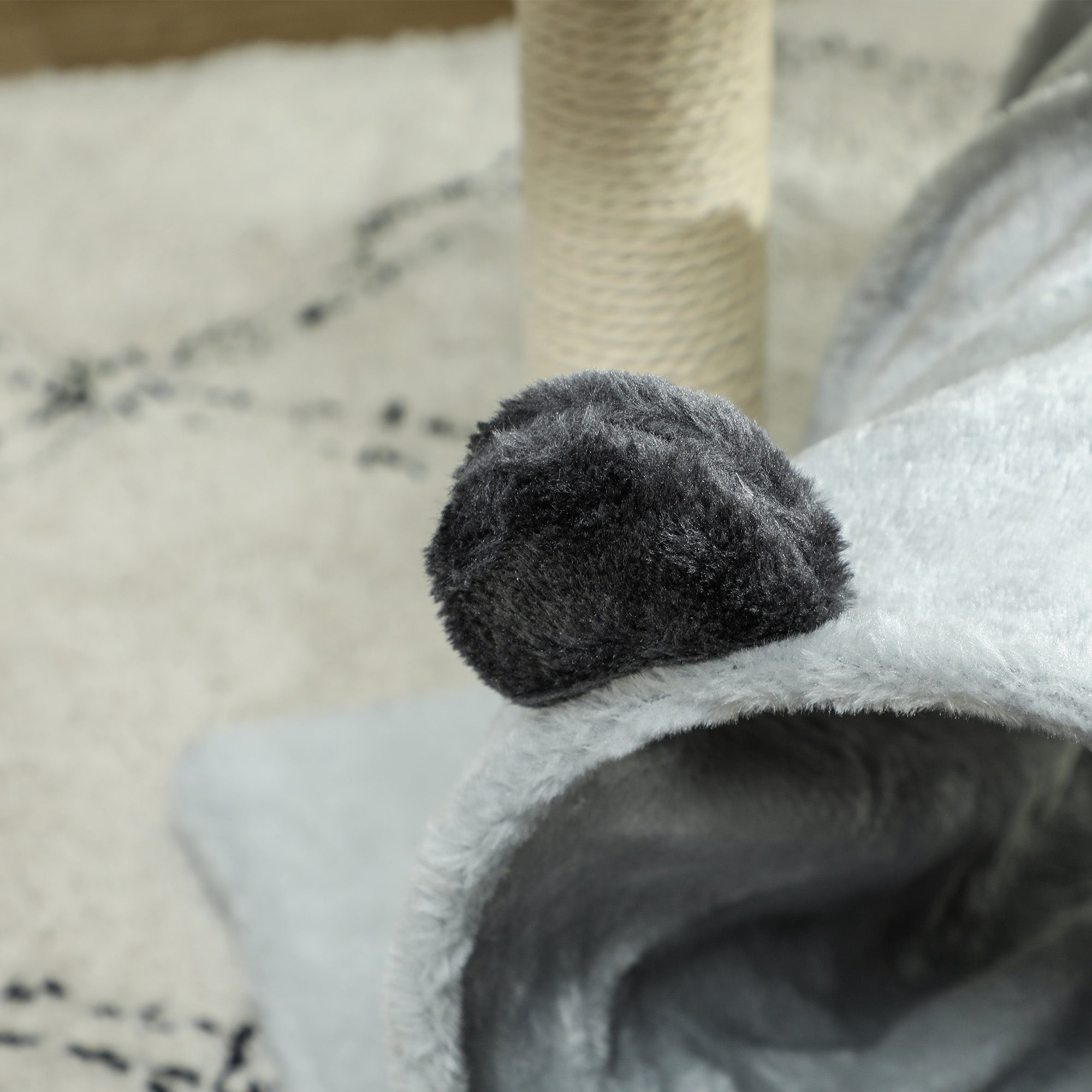 PawHut 47cm Small Cat Tree w/ Scratching Post, Bed, Cat Tunnel, Toy Ball, Grey - North Peak Garden Furniture