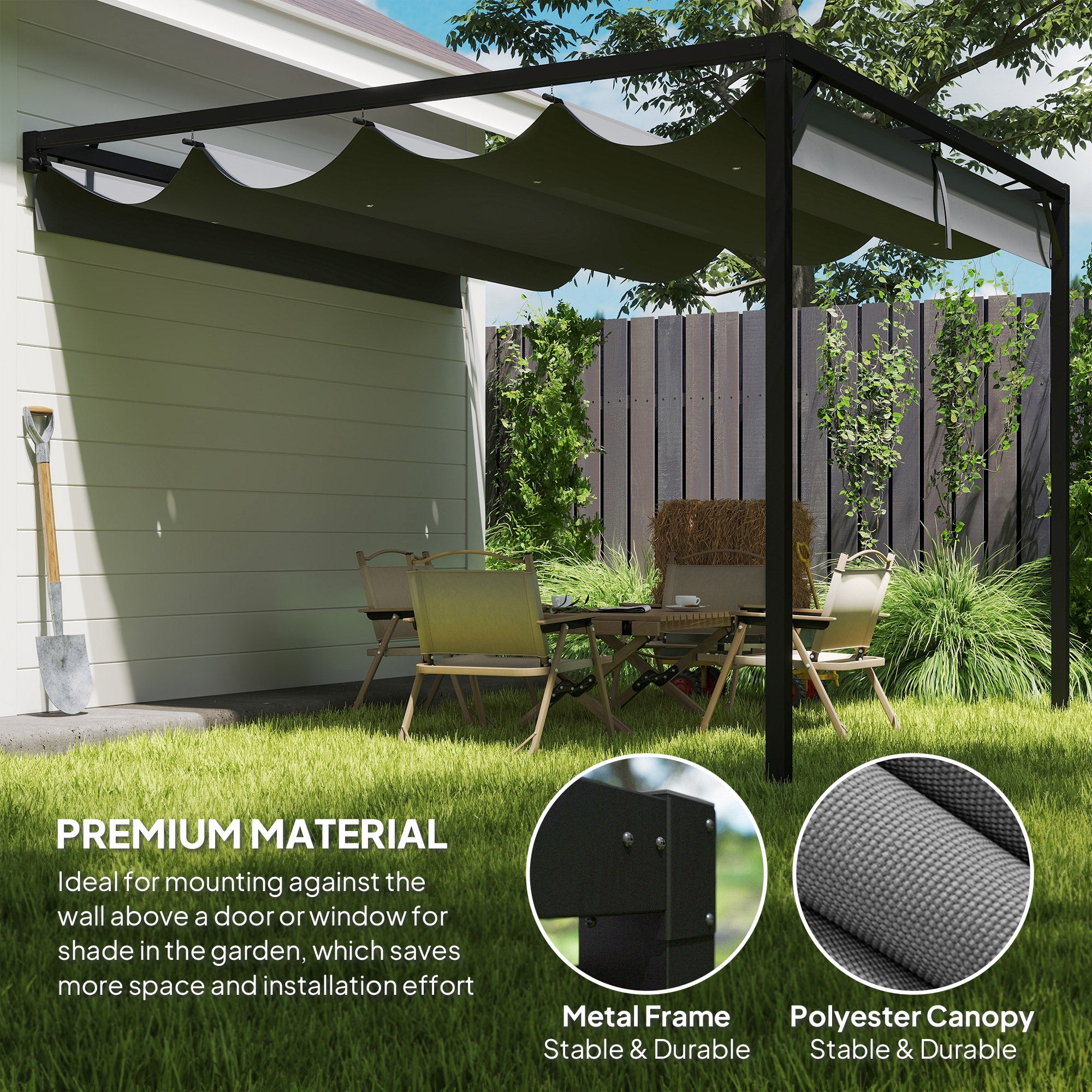 Outsunny 3 x 3(m) Outdoor Pergola with Retractable Canopy - Grey - North Peak Garden Furniture
