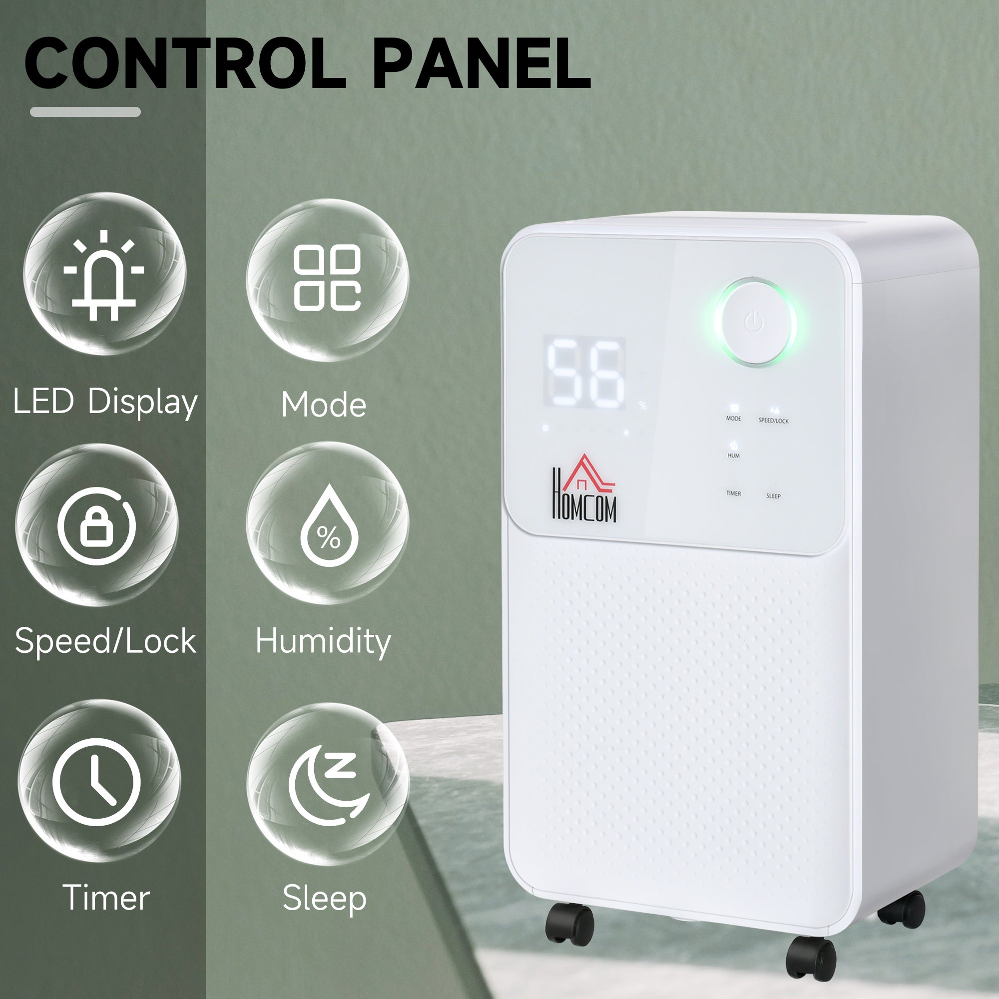 HOMCOM 12L/Day 2000ML Portable Quiet Dehumidifier for Home Laundry Room Bedroom Basement, Electric Moisture Air De-Humidifier with 4 Modes - North Peak Garden Furniture