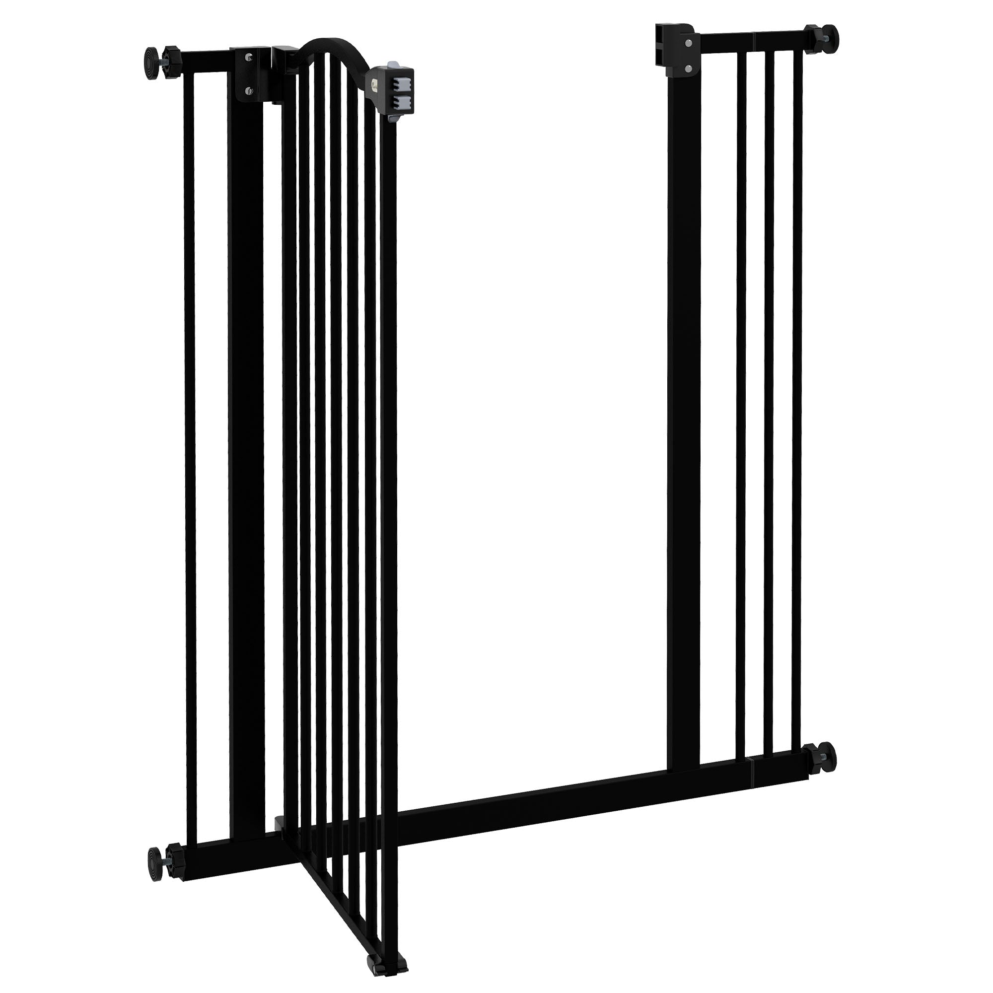 PawHut Metal Pet Safety Gate Dog Gate Folding Fence 74-87cm, Black - North Peak Garden Furniture