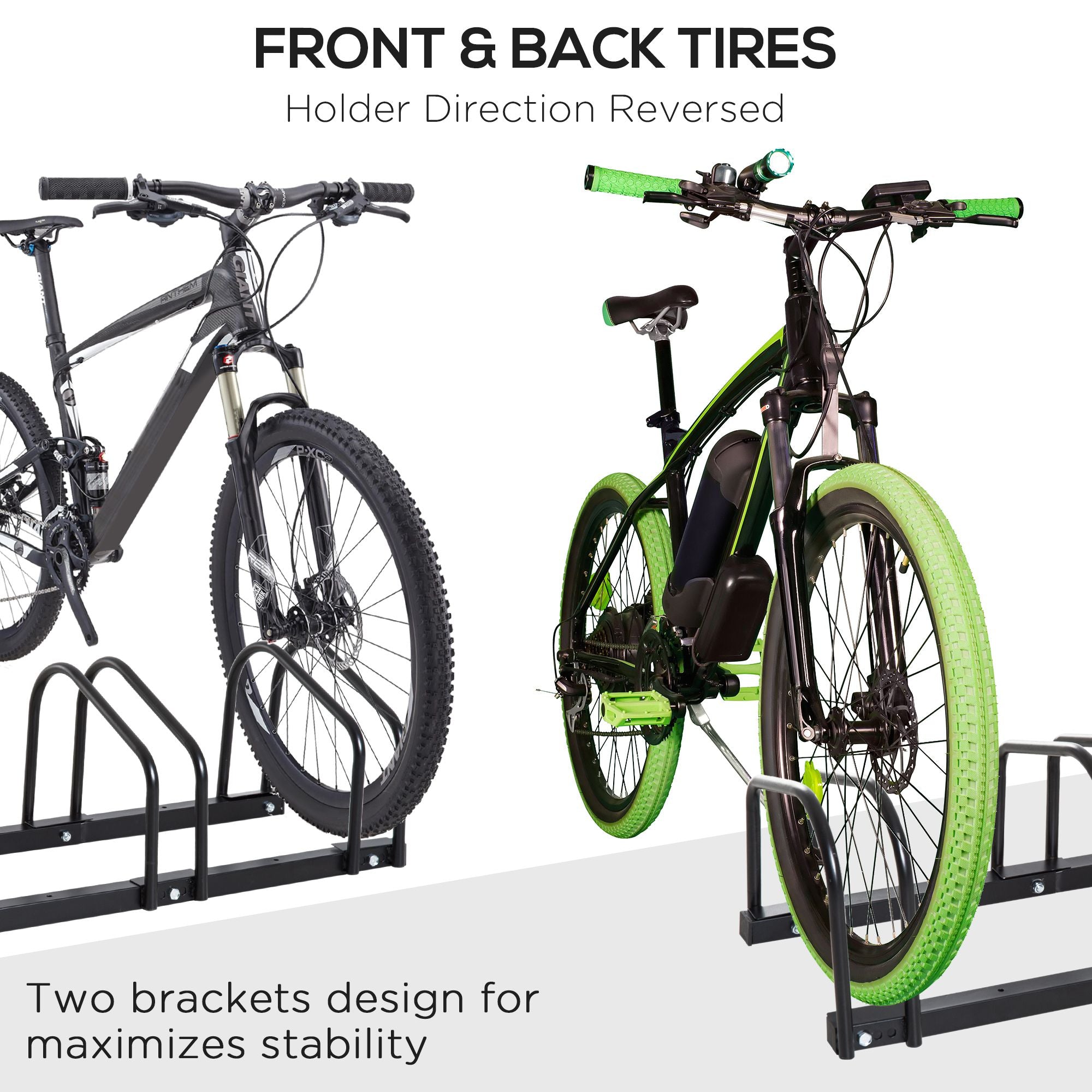 HOMCOM Bike Stand Parking Rack Floor or Wall Mount Bicycle Cycle Storage Locking Stand (3 Racks, Black) - North Peak Garden Furniture