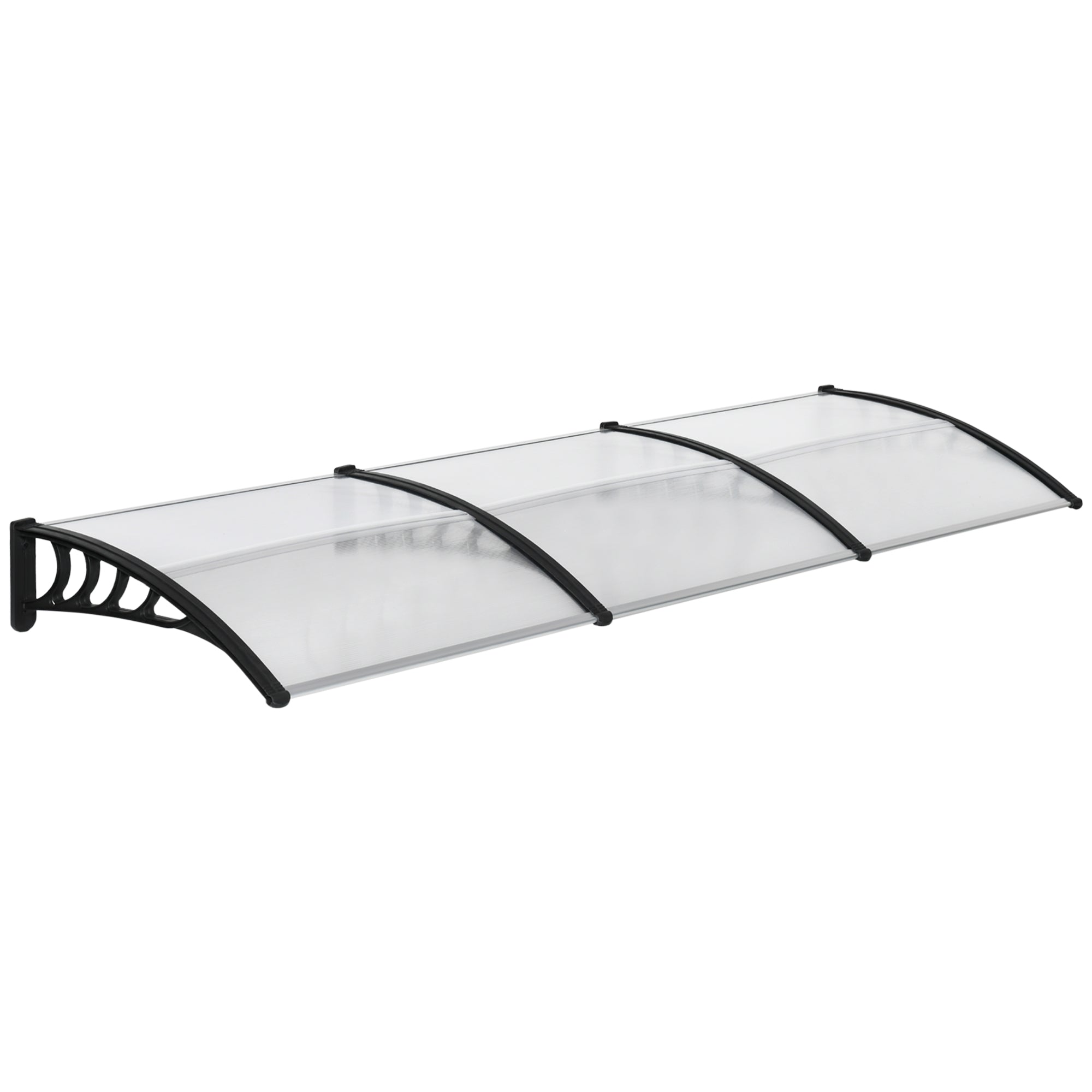 Outsunny Front Door Canopy, Outdoor Awning, 303 x 96cm Rain Shelter for Window, Porch and Front/Back Door, Clear - North Peak Garden Furniture