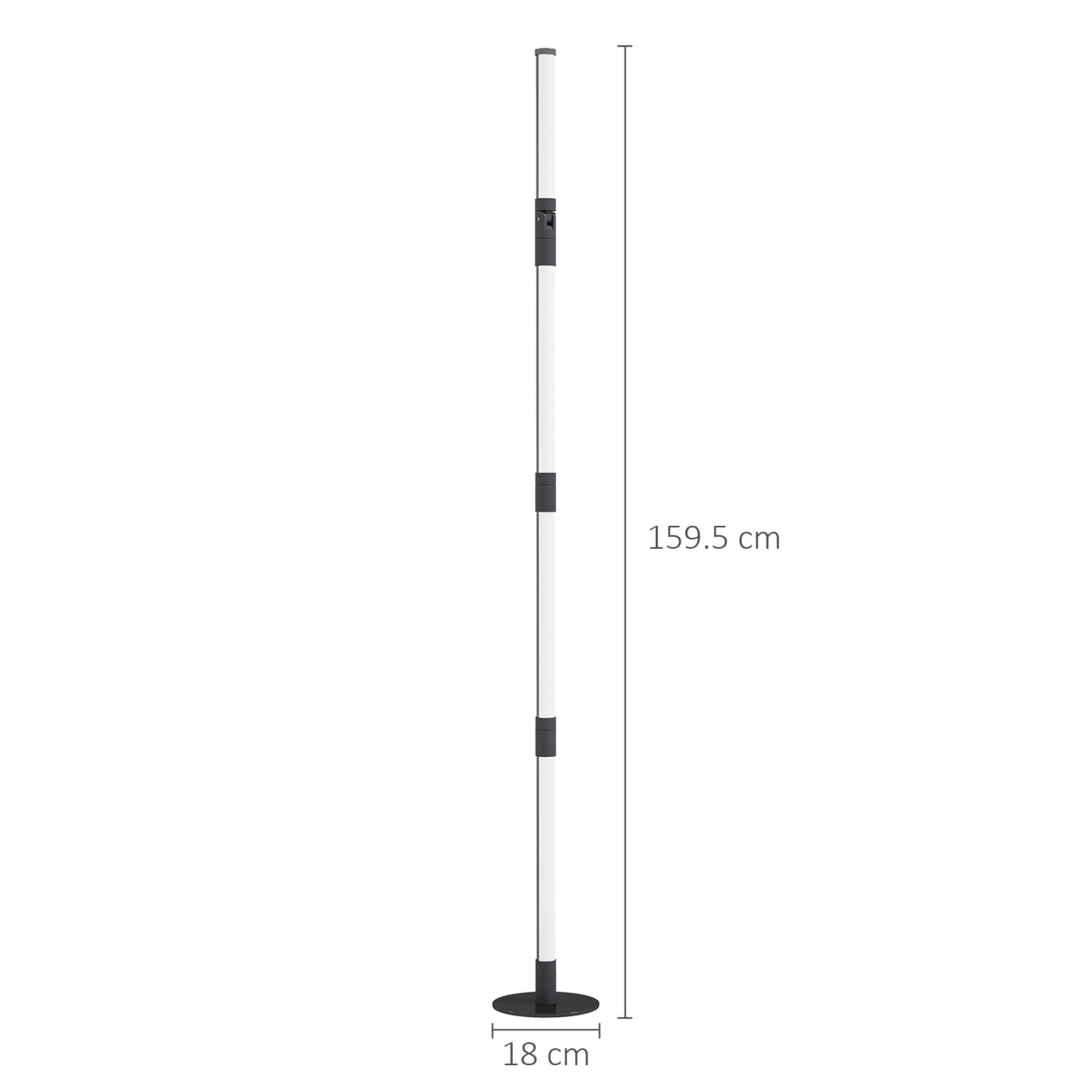 HOMCOM LED Floor Lamp, 360° RGB Detachable Corner Floor Lamp with App & Remote Control, Colour Changing Standing Lamp with Music Sync & Timing, for Living Room, Game Room, Dark Grey - North Peak Garden Furniture