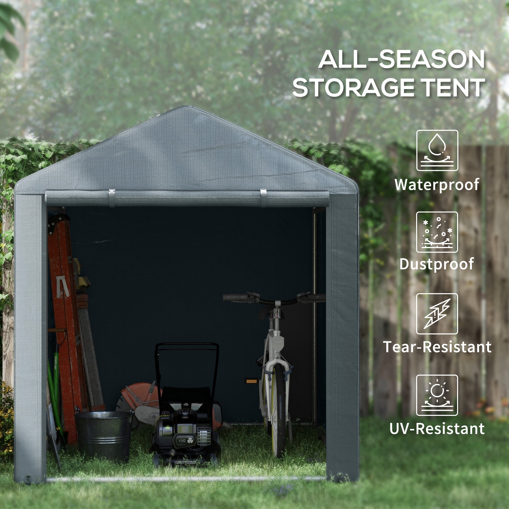 Outsunny 1.6 x 2.2m Garden Storage Shed Tent, with Accessories - Dark Grey - North Peak Garden Furniture