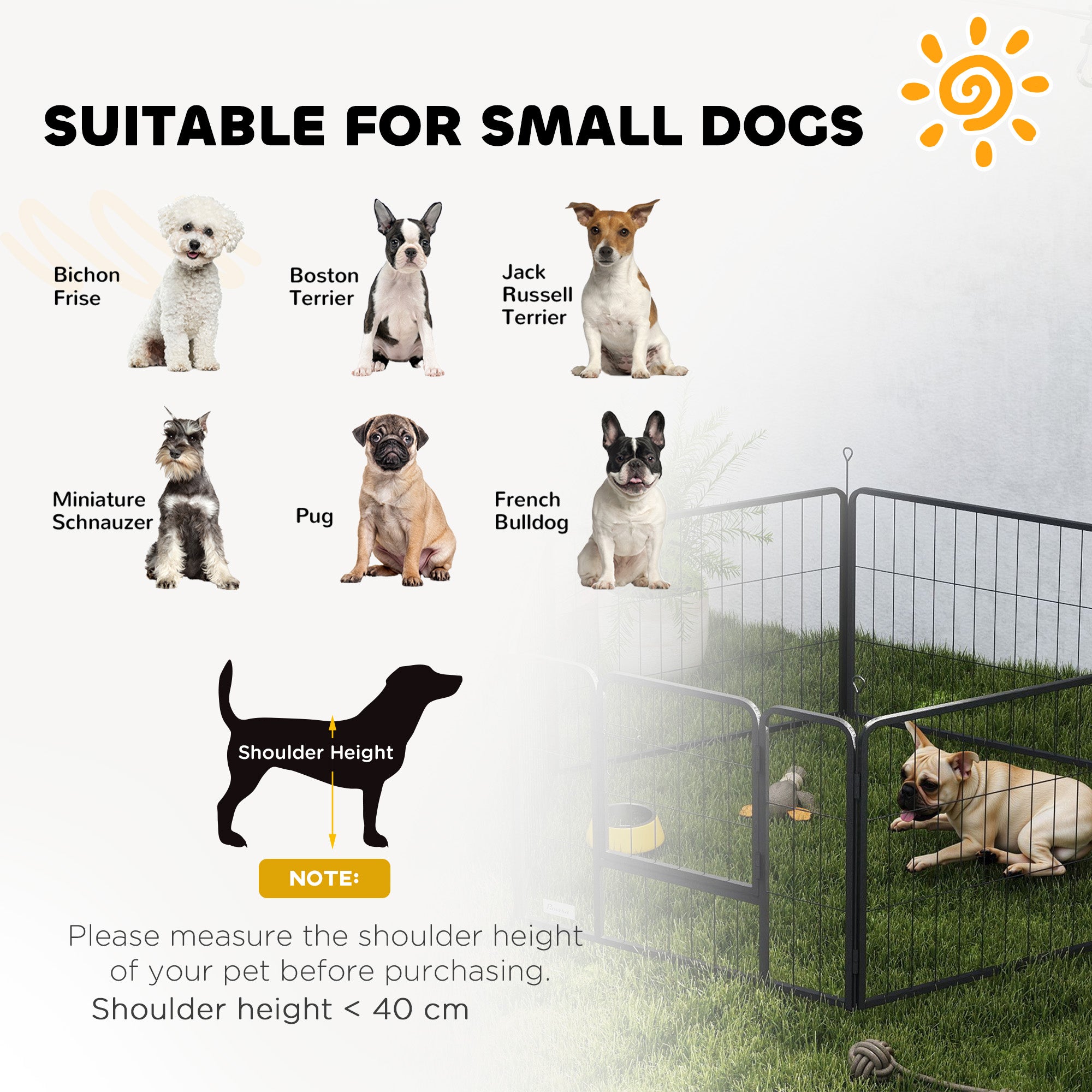 PawHut 6 Panels Dog Playpen, Portable Detachable Puppy Pen with Door, for Small Dogs, 60cm High, Black - North Peak Garden Furniture