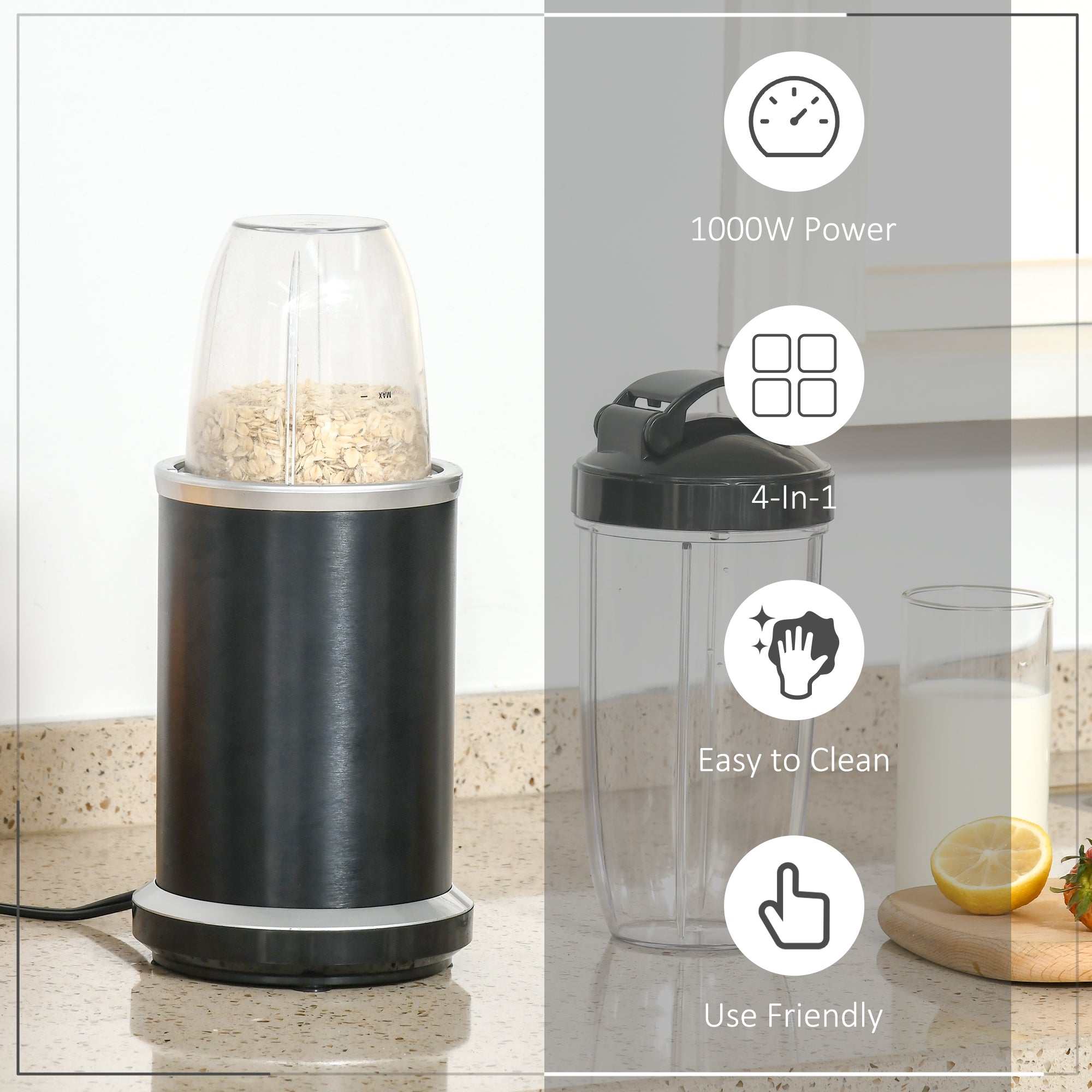 HOMCOM 1000W One-Speed Blender, with Accessories