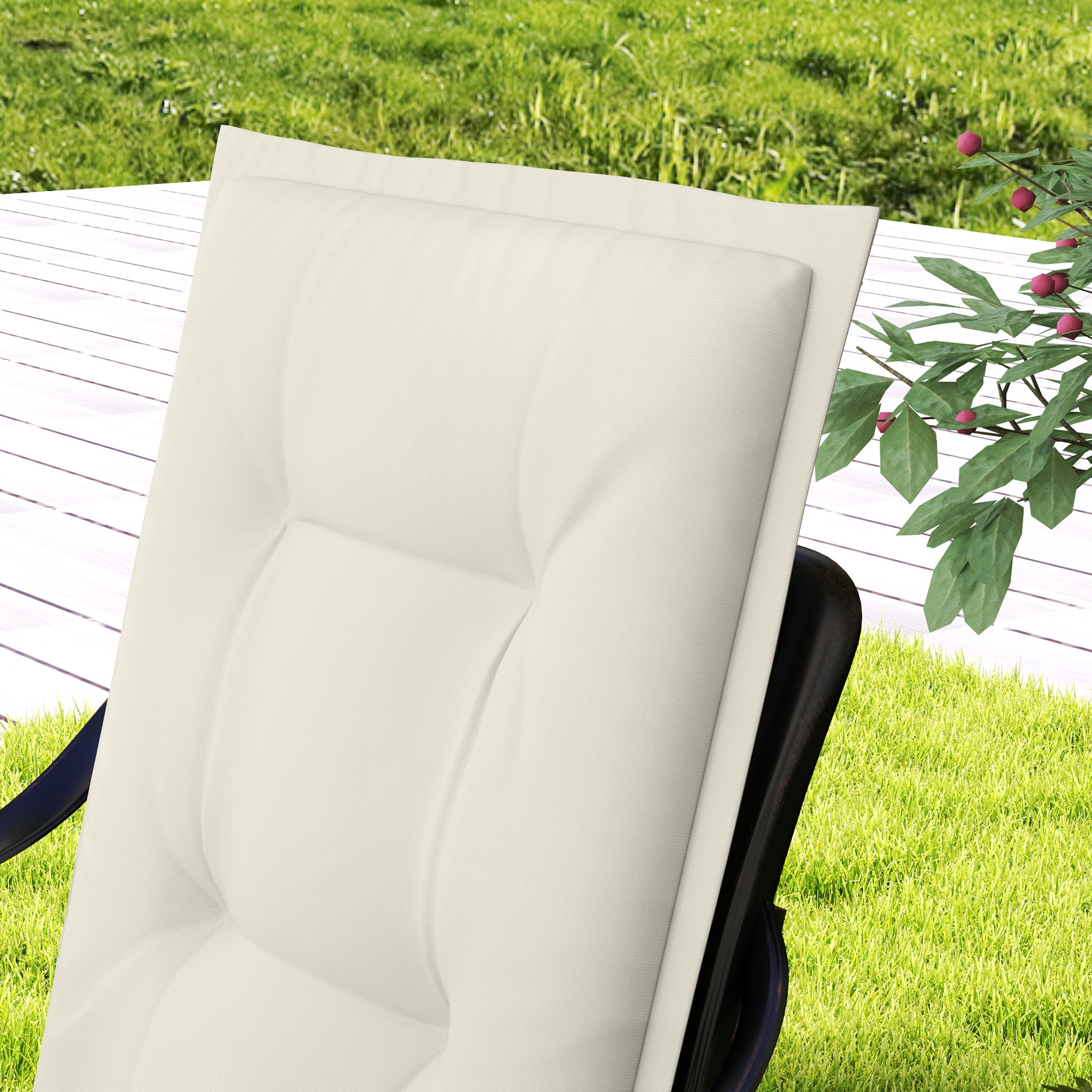 Outsunny Set of Four Padded Garden Seat Cushions - White - North Peak Garden Furniture