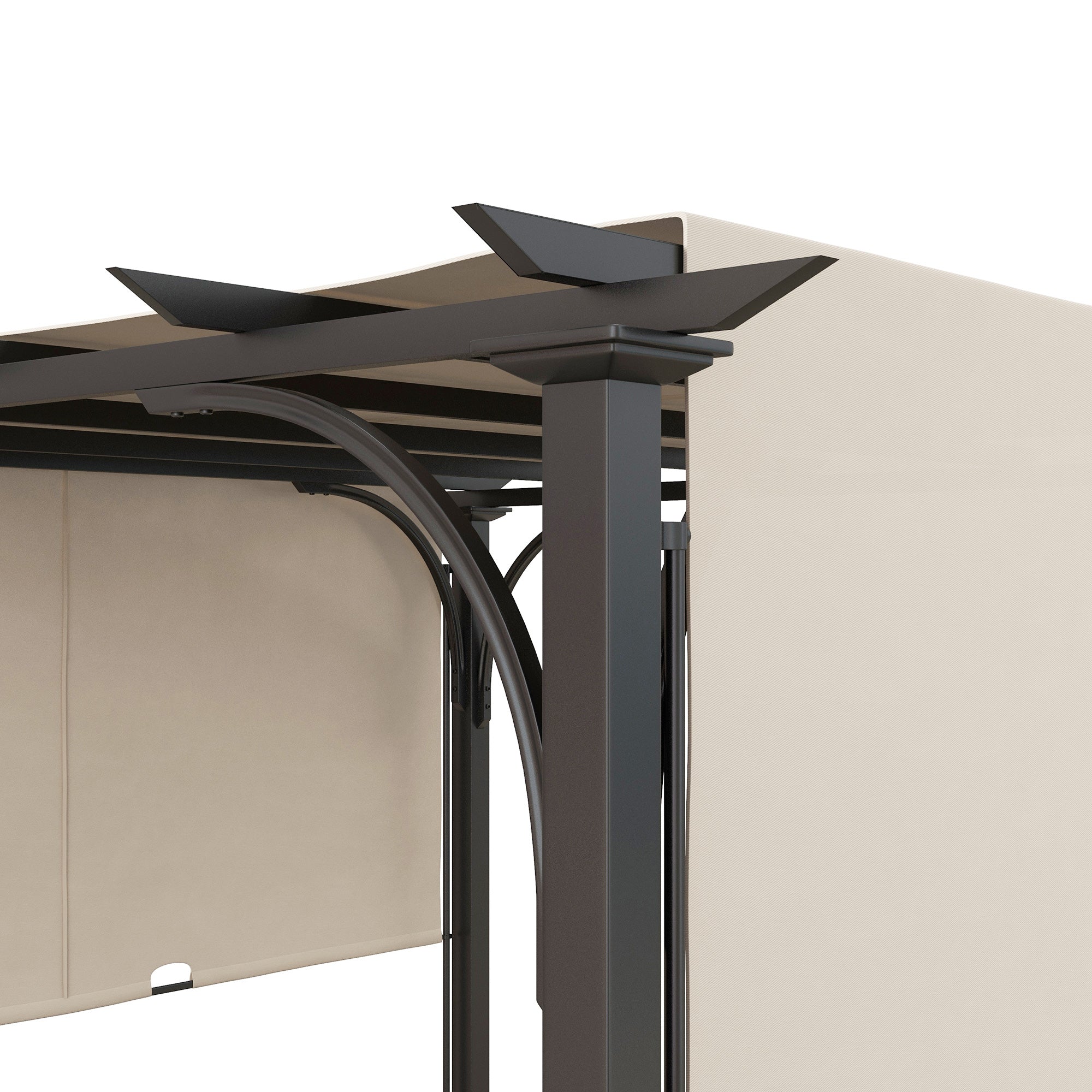 Outsunny 3 x 3(m) Outdoor Pergola, Garden Pergola Gazebo with Adjustable Canopy, Beige - North Peak Garden Furniture