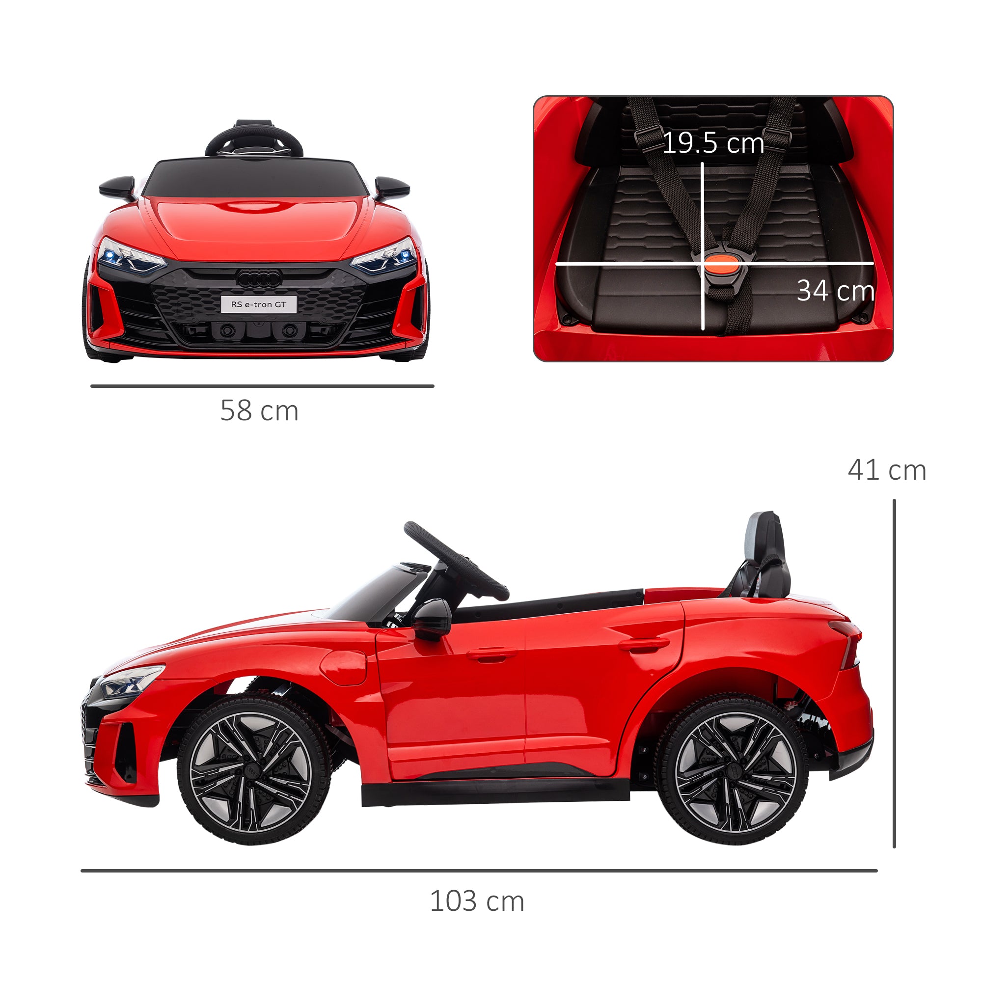 HOMCOM Audi Licensed 12V Kids Electric Ride-On, with Remote Control, Suspension System, Lights, Music, Motor - Red - North Peak Garden Furniture